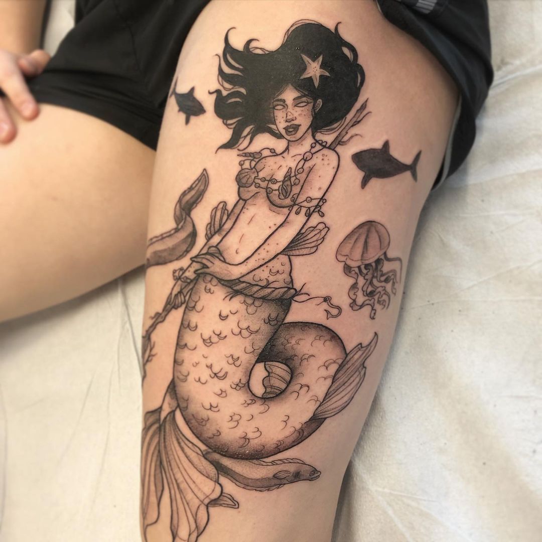 Mermaid Tattoo by Vanessa Spezowka at Crimson Empire Tattoo in Edmonton Alberta Canada