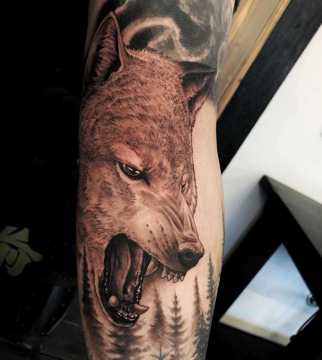 Wolf Tattoo by Chad Lavers at Crimson Empire Tattoo in Edmonton Alberta Canada