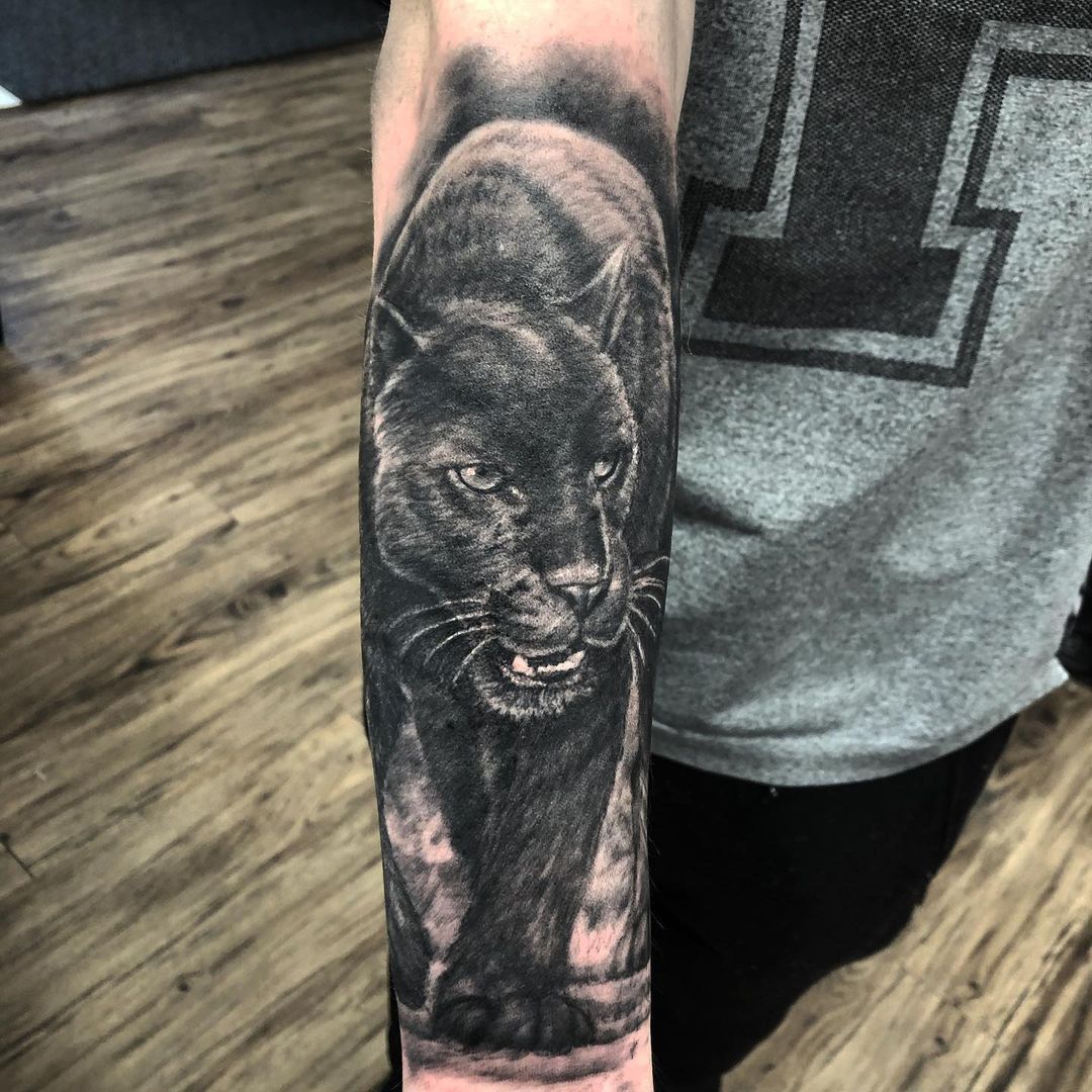Panther Tattoo by Steve Hayes at Black Gold Tattoo Co in Edmonton Alberta Canada