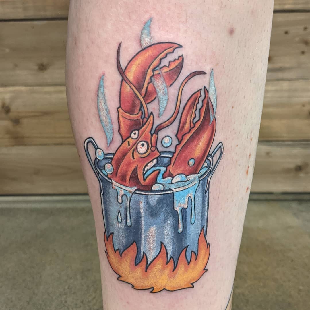 Lobster Tattoo by Sheila Anderson at Crimson Empire Tattoo in Edmonton Alberta Canada