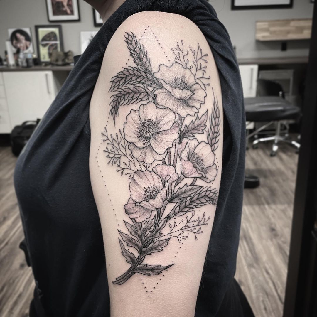 Floral Tattoo by Jess Alther at Black Gold Tattoo Co in Edmonton Alberta Canada