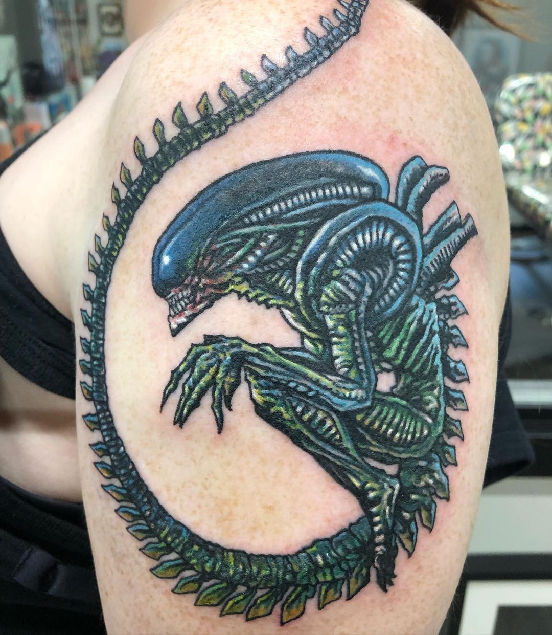 Xenomorph Tattoo by Chris Labrenz at Black Gold Tattoo Co in Edmonton Alberta Canada