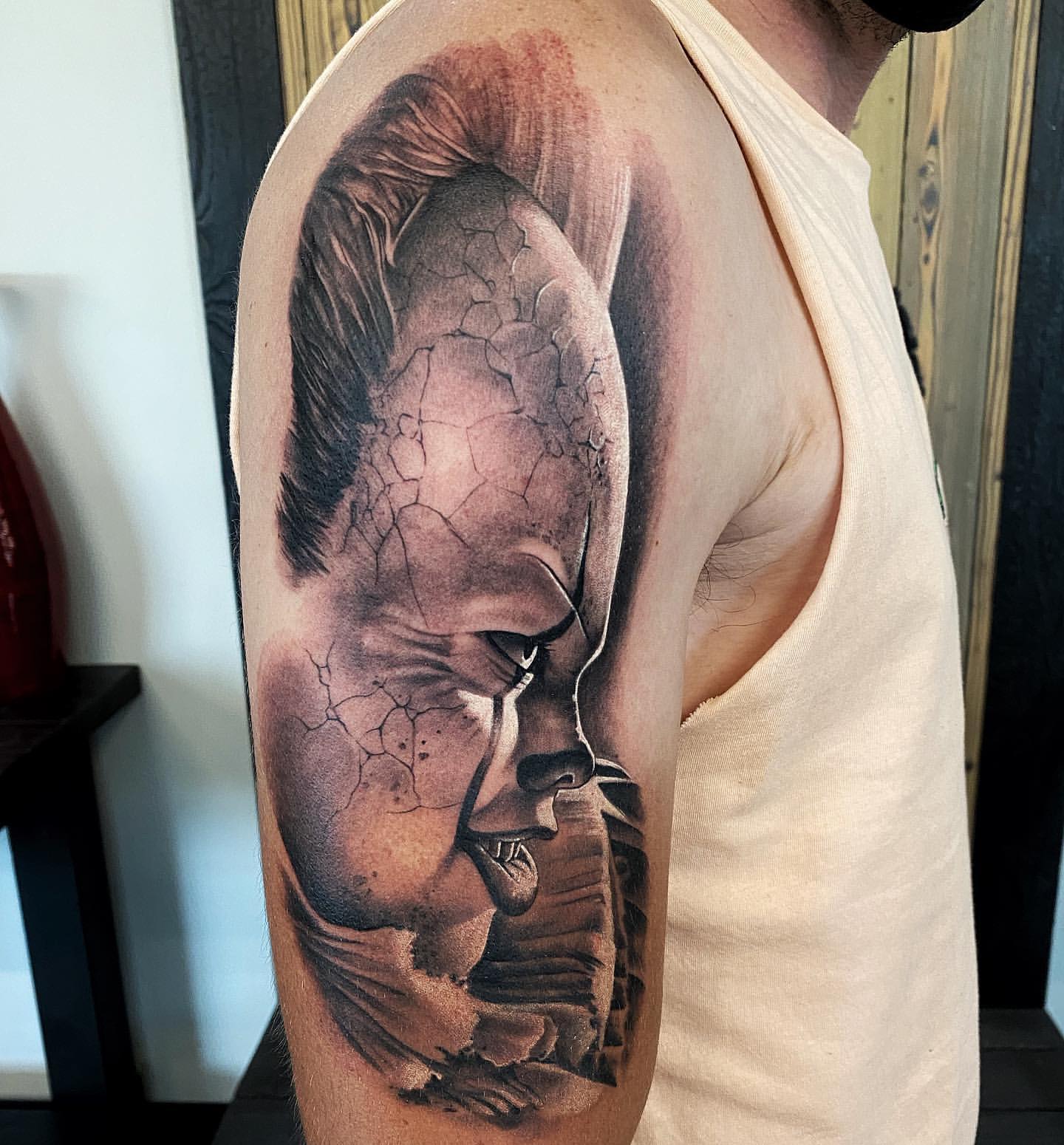 Pennywise Tattoo by Chad Lavers at Crimson Empire Tattoo in Edmonton Alberta Canada