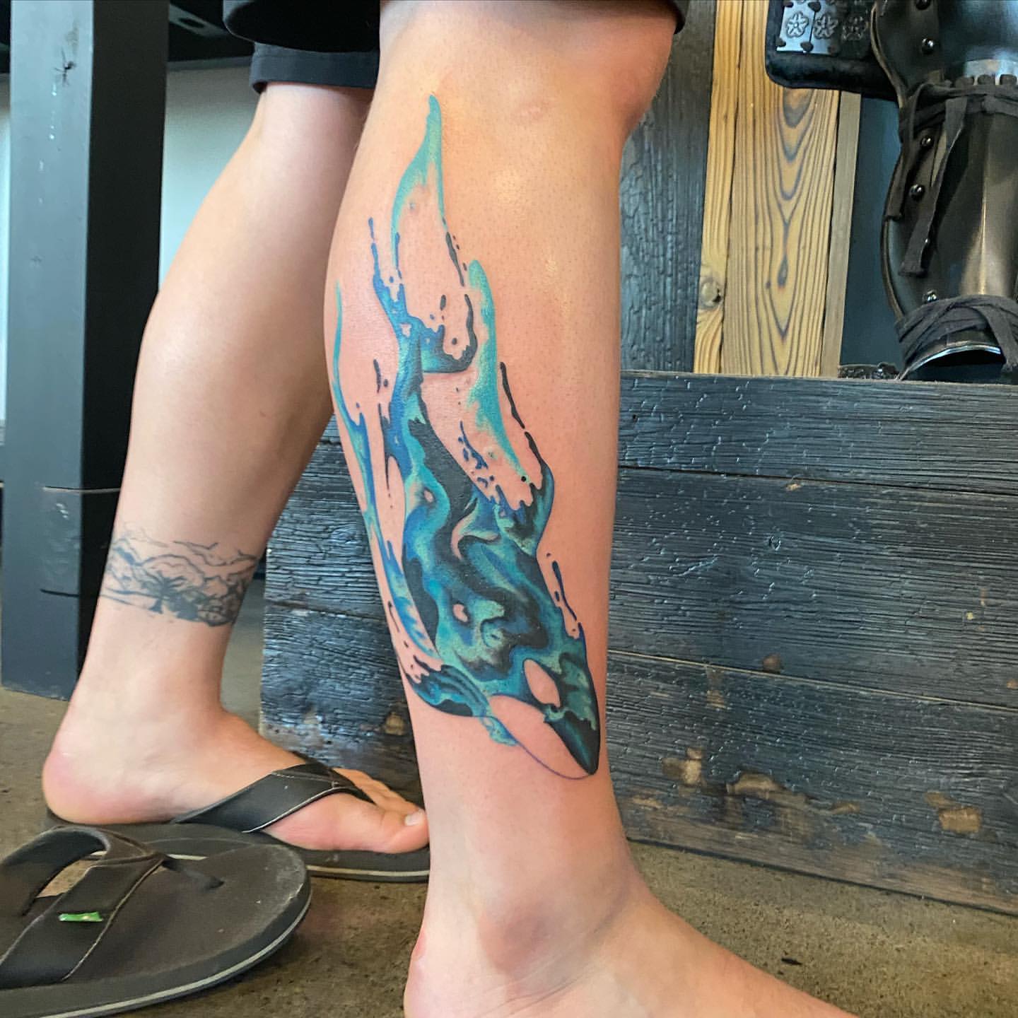 Killer Whale Tattoo by Dale Moostoos at Crimson Empire Tattoo in Edmonton Alberta Canada