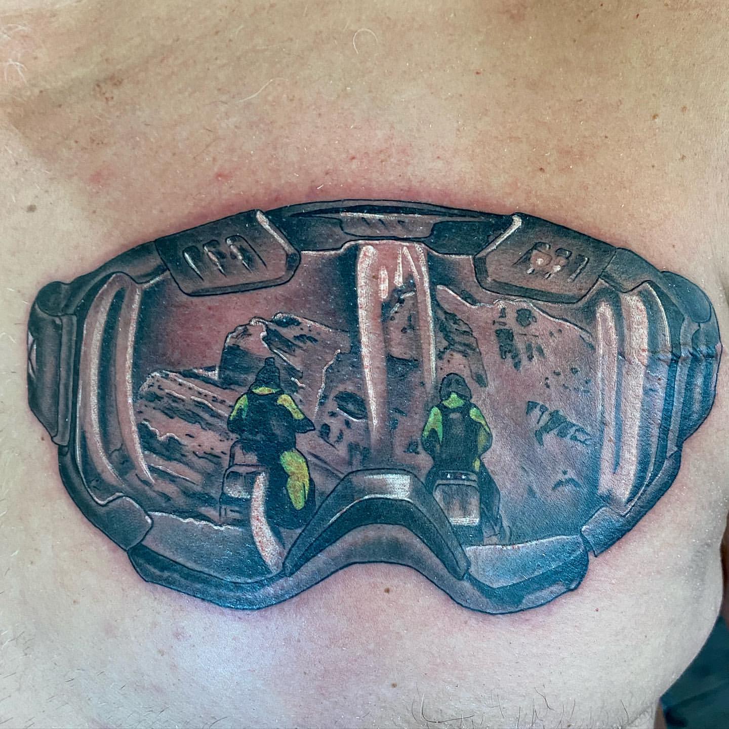 Snowmobile Goggles by Tattoo Dale Moostoos at Crimson Empire Tattoo in Edmonton Alberta Canada