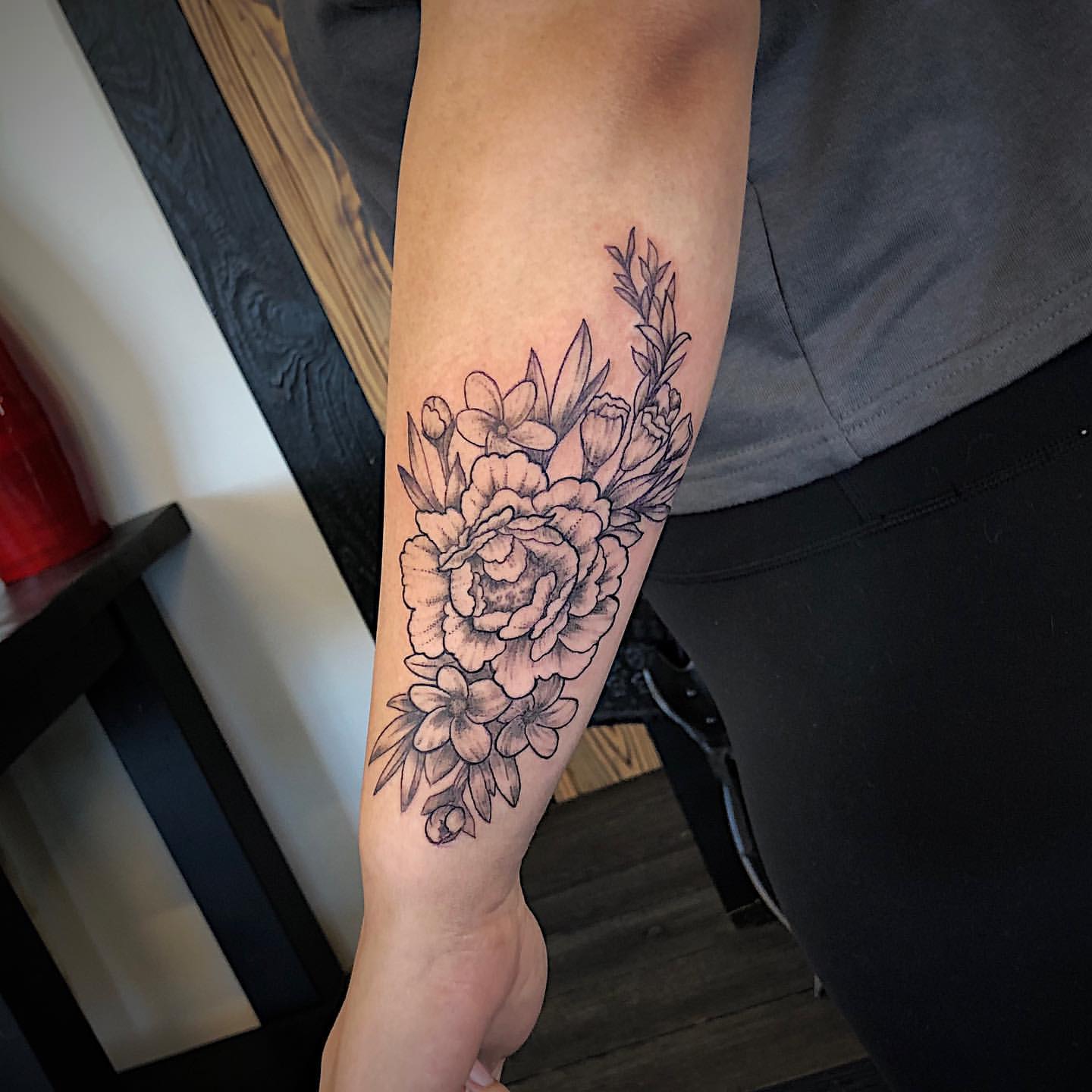 Floral Tattoo by Tony Honning at Crimson Empire Tattoo in Edmonton Alberta Canada
