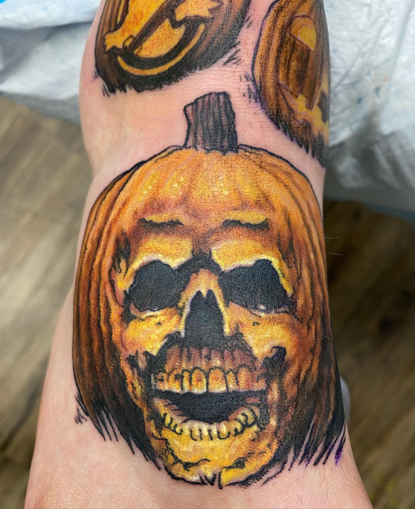 Pumpkin Tattoo by Chris Labrenz at Black Gold Tattoo Co in Edmonton Alberta Canada