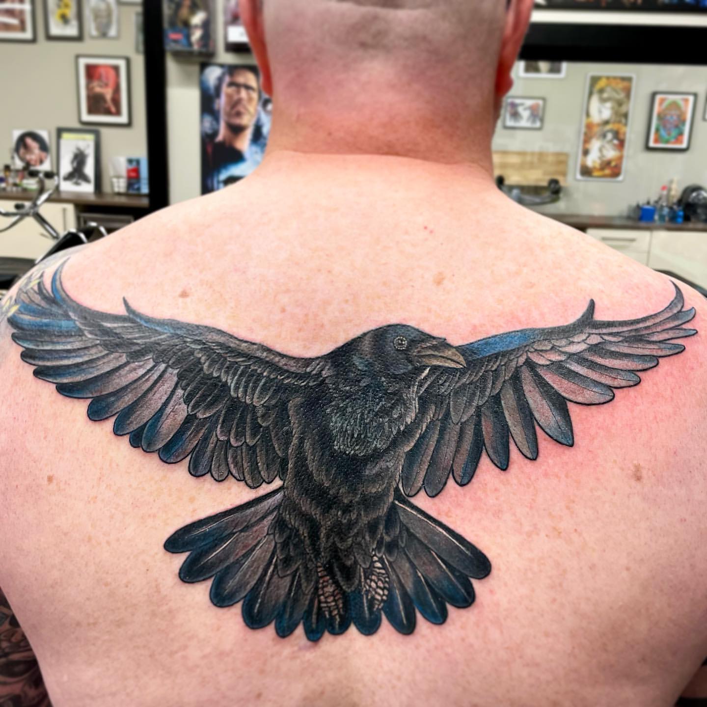 Raven Tattoo by Jess Alther at Black Gold Tattoo Co in Edmonton Alberta Canada