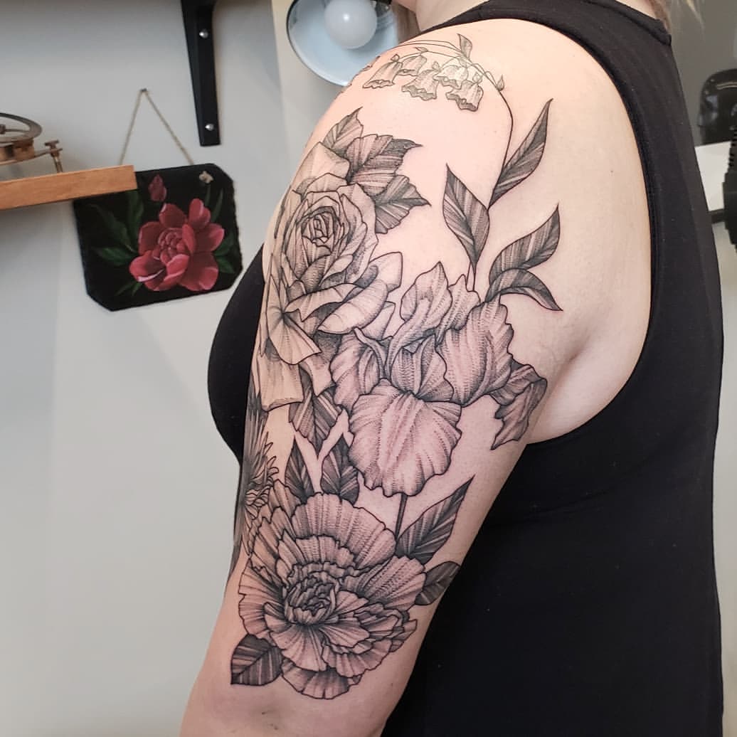 Floral Tattoo by Adrienne Alexander at Crimson Empire Tattoo in Edmonton Alberta Canada