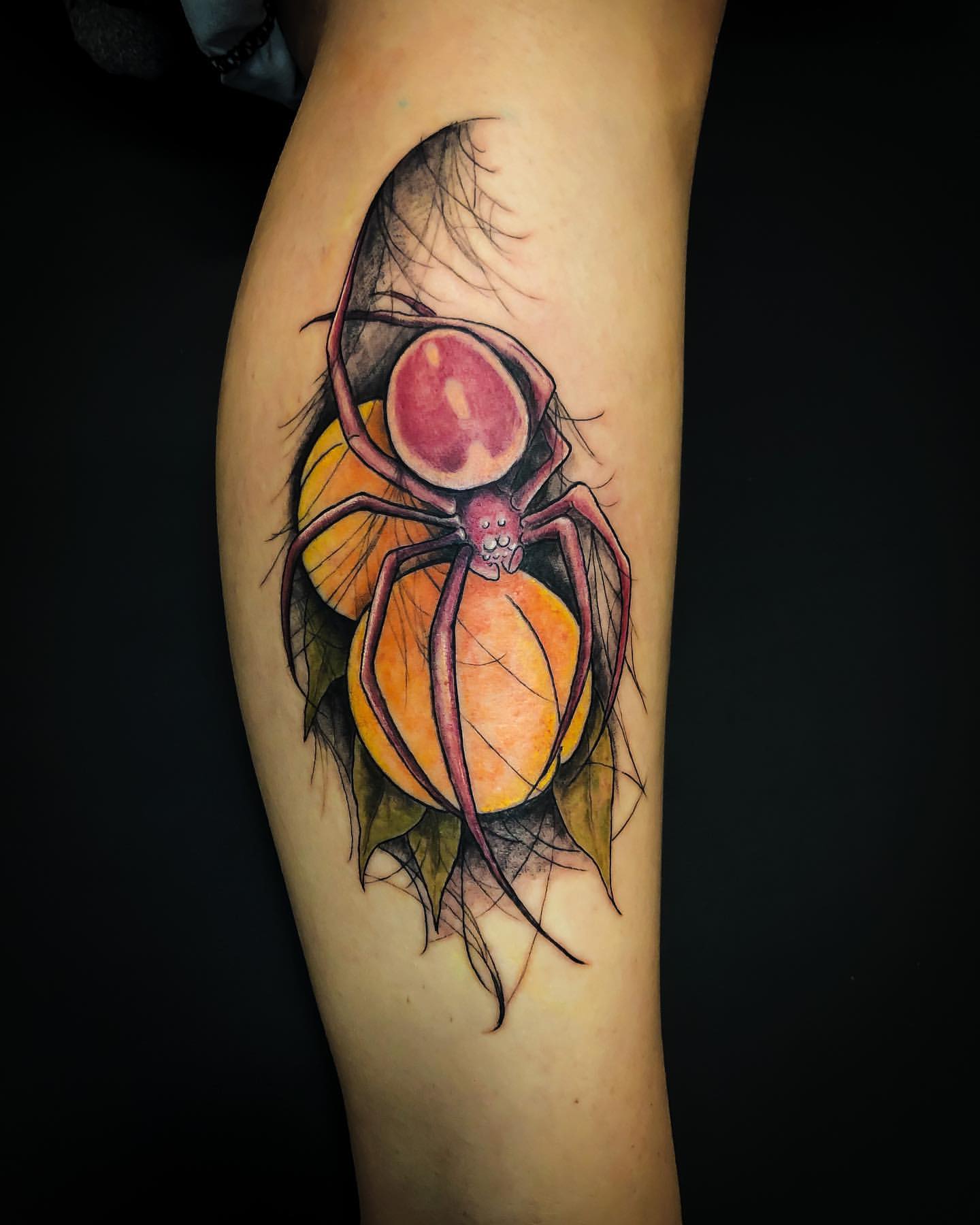 Spider Tattoo by Tony Honning at Crimson Empire Tattoo in Edmonton Alberta Canada