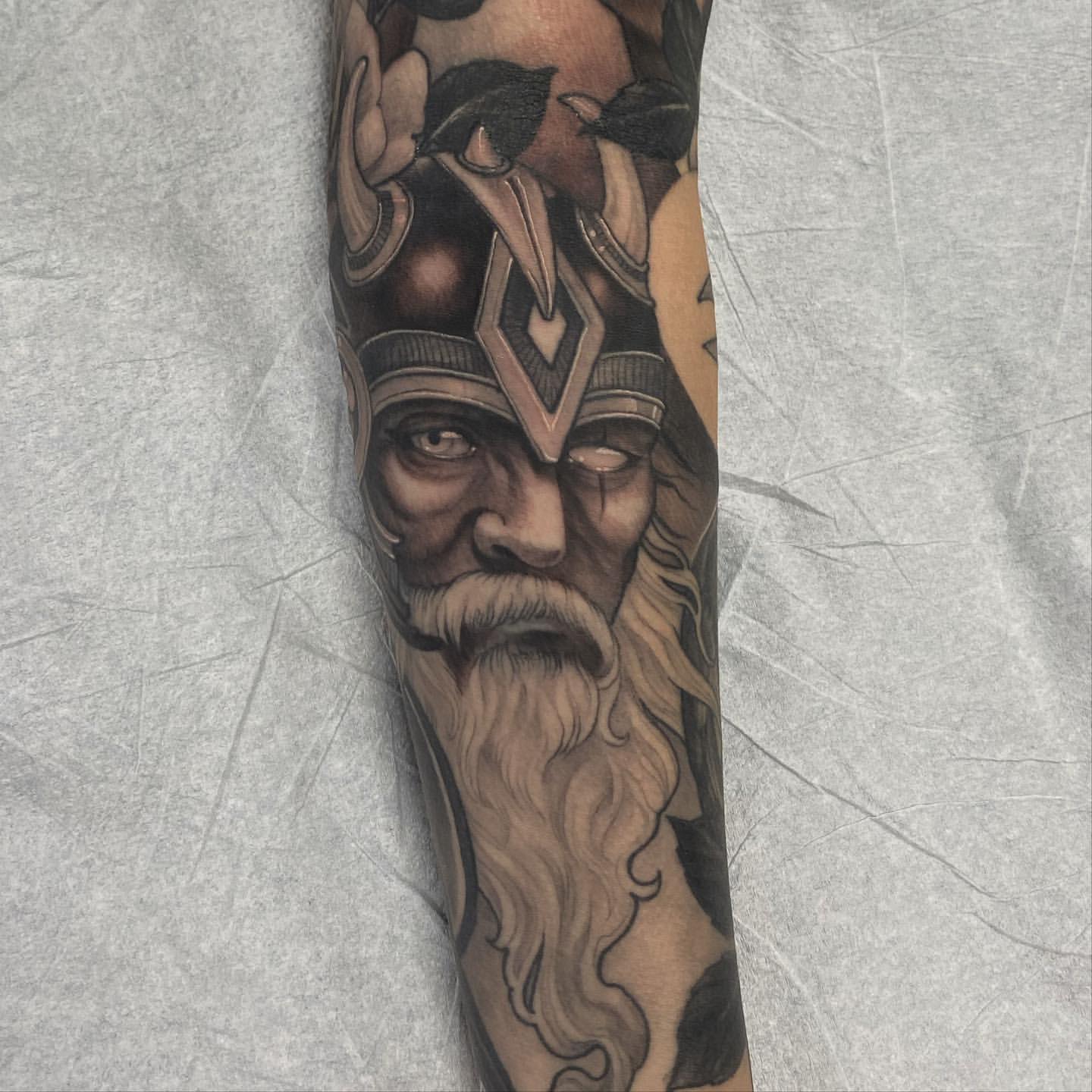 Odin Tattoo by Sasha Day at Black Gold Tattoo Co in Edmonton Alberta Canada