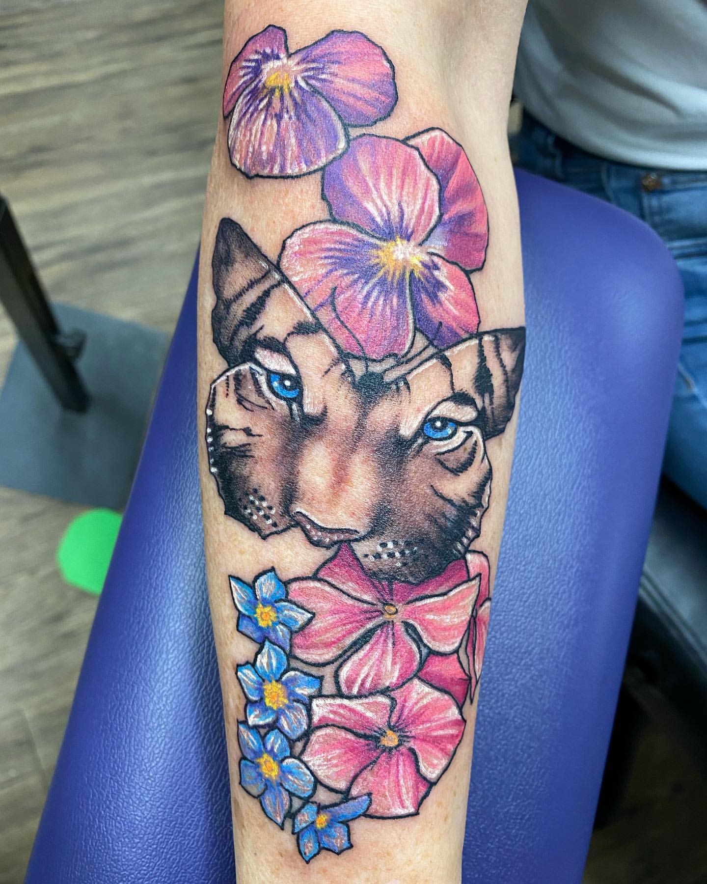 Floral and Tiger Butterfly Tattoo by Chris Labrenz at Black Gold Tattoo Co in Edmonton Alberta Canada