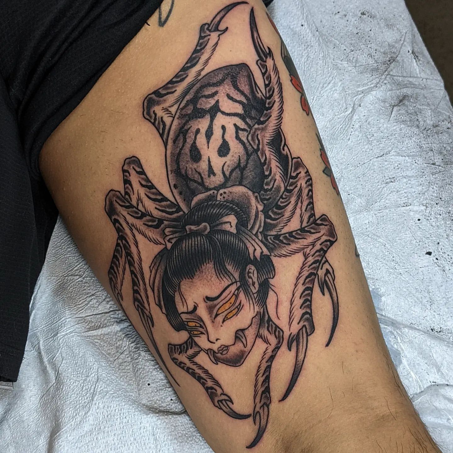 Irezumi Spider Tattoo Chris Benson at Silver Ghost Tattoo in Edmonton Alberta Canada