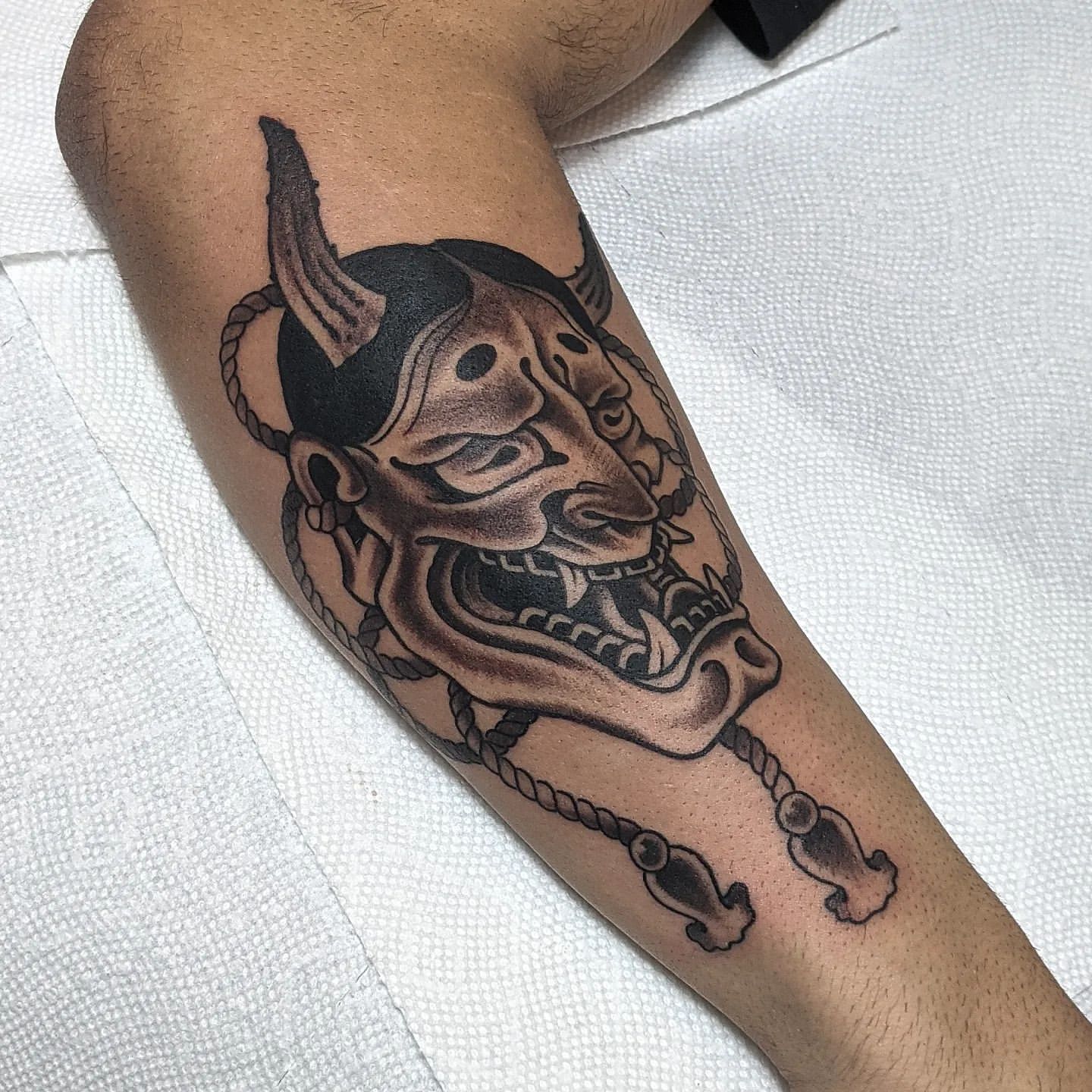 Hannya Tattoo Chris Benson at Silver Ghost Tattoo in Edmonton Alberta Canada
