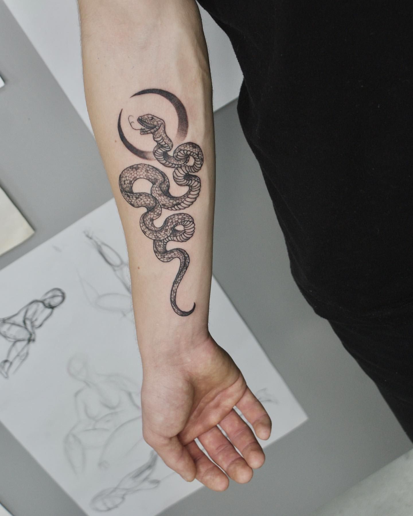 Snake Tattoo by Liza Kruk at Silver Ghost Tattoo in Edmonton Alberta Canada