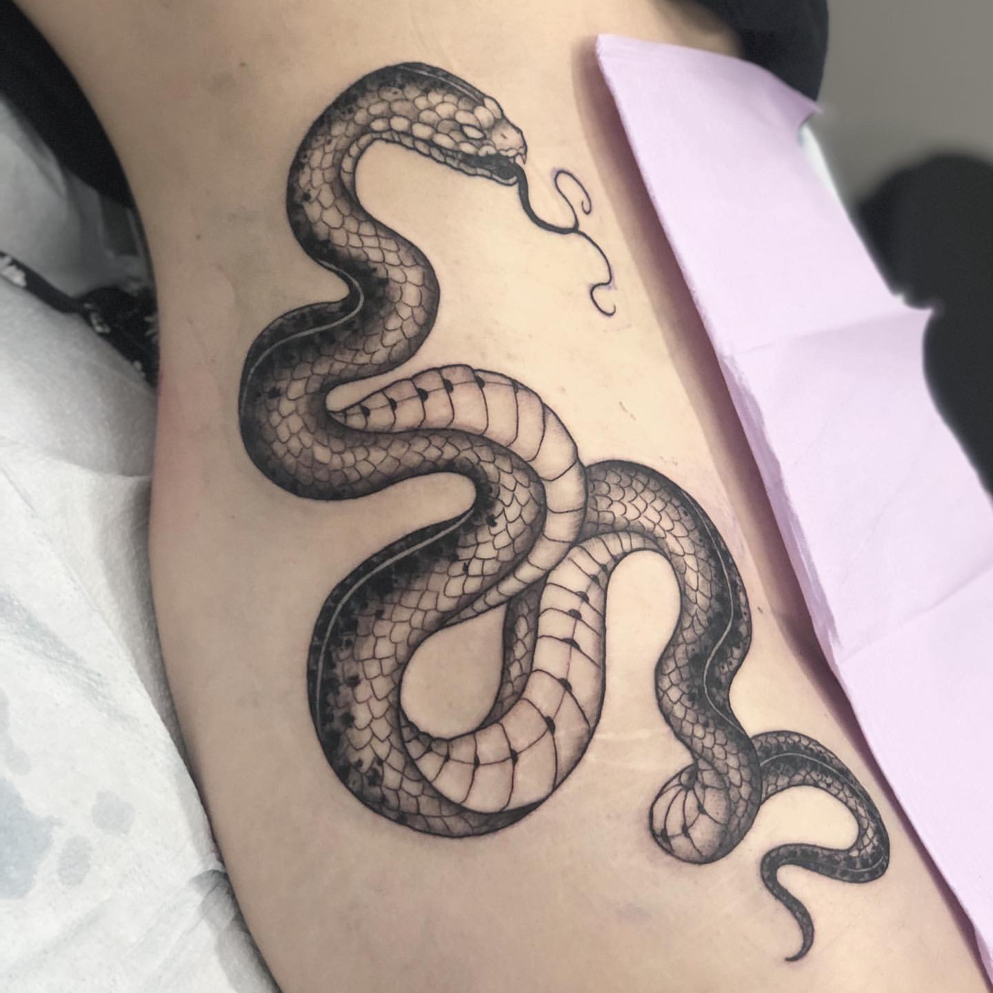 Snake Tattoo by Vanessa Spezowka at Crimson Empire Tattoo in Edmonton Alberta Canada