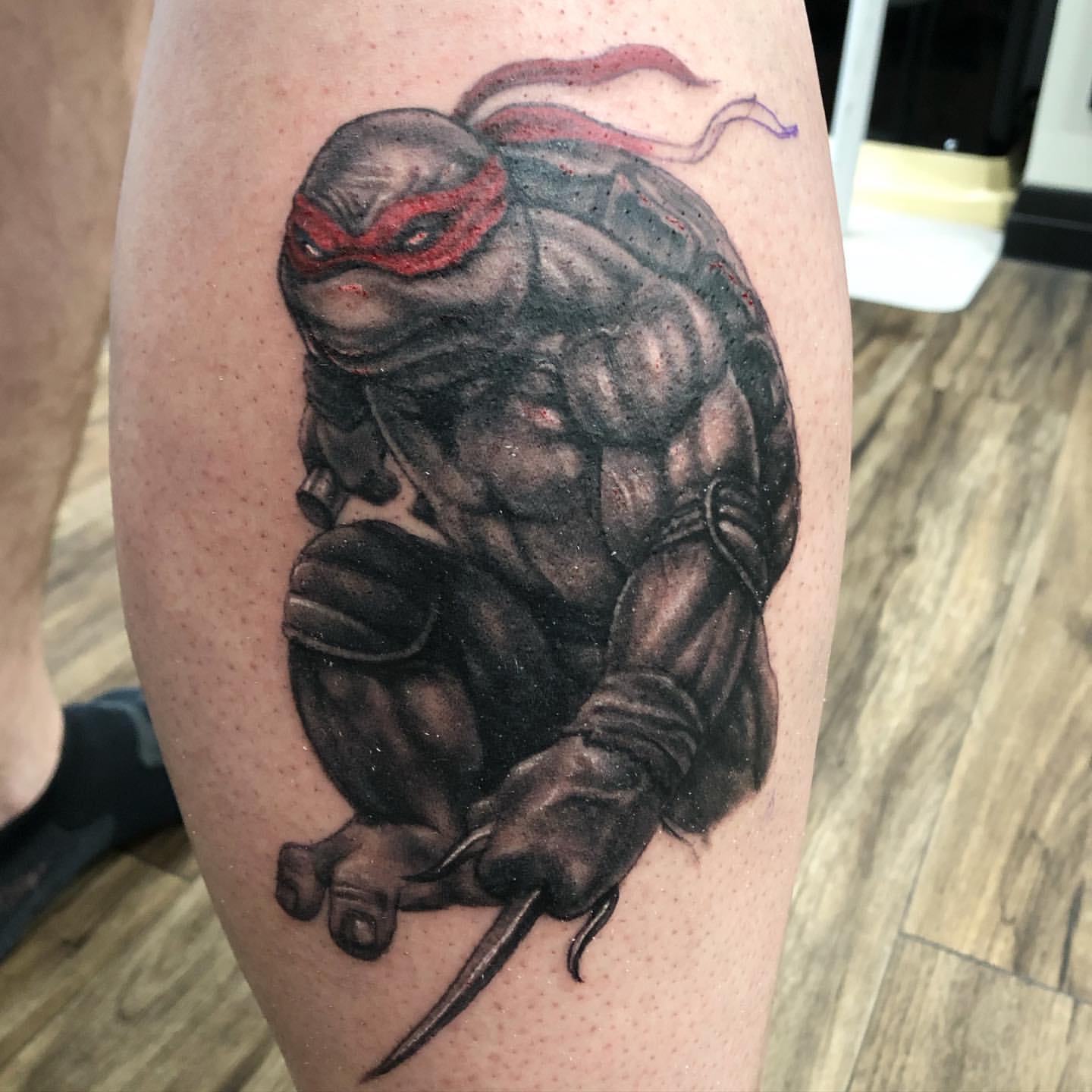 Raphael (Ninja Turtles) Tattoo by Steve Hayes at Black Gold Tattoo Co in Edmonton Alberta Canada