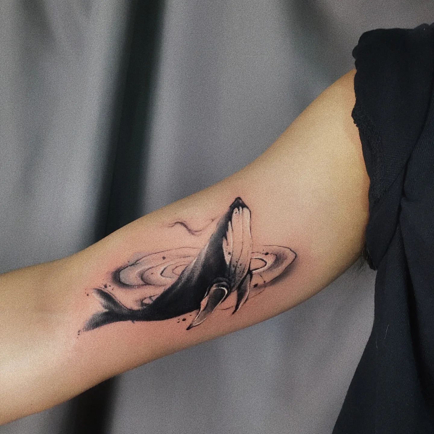 Whale Tattoo by Ian Wang at Black Gold Tattoo Co in Edmonton Alberta Canada