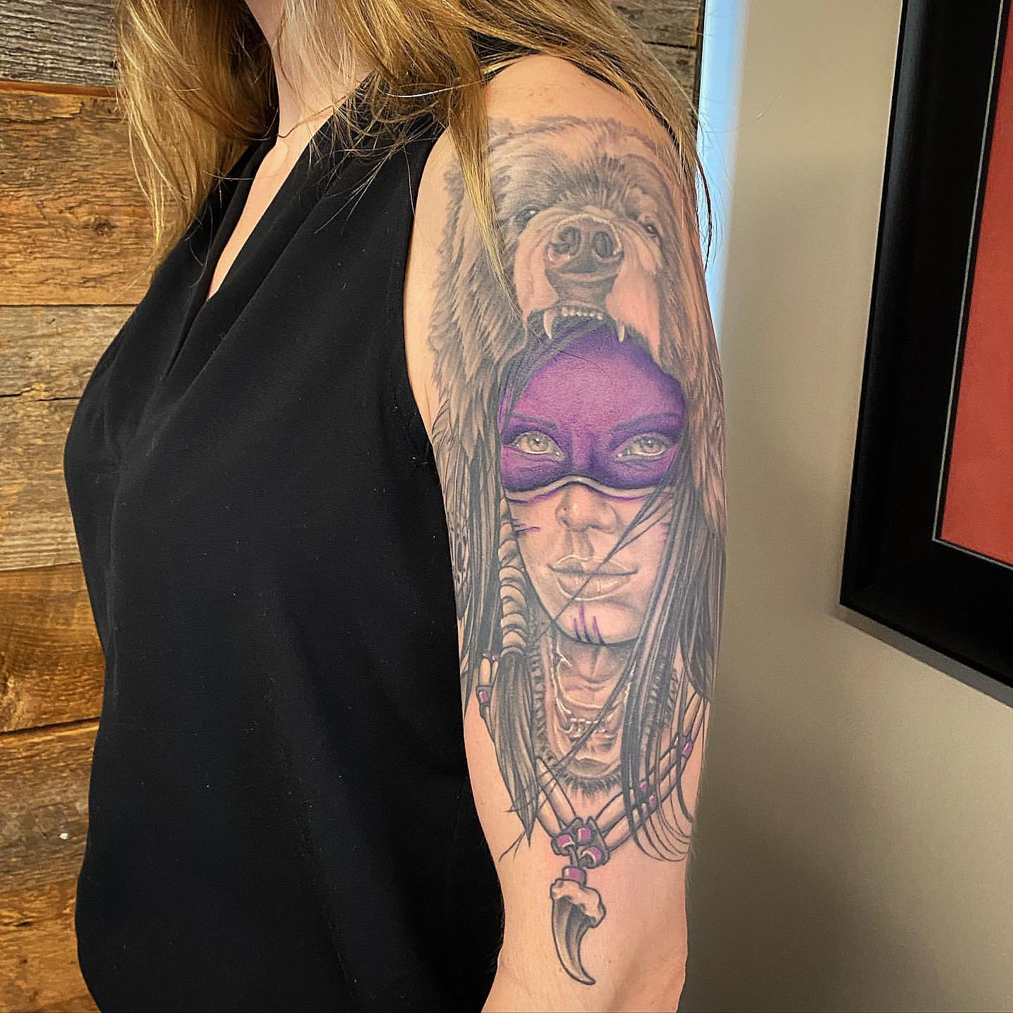 Warrior Tattoo by Dale Moostoos at Crimson Empire Tattoo in Edmonton Alberta Canada
