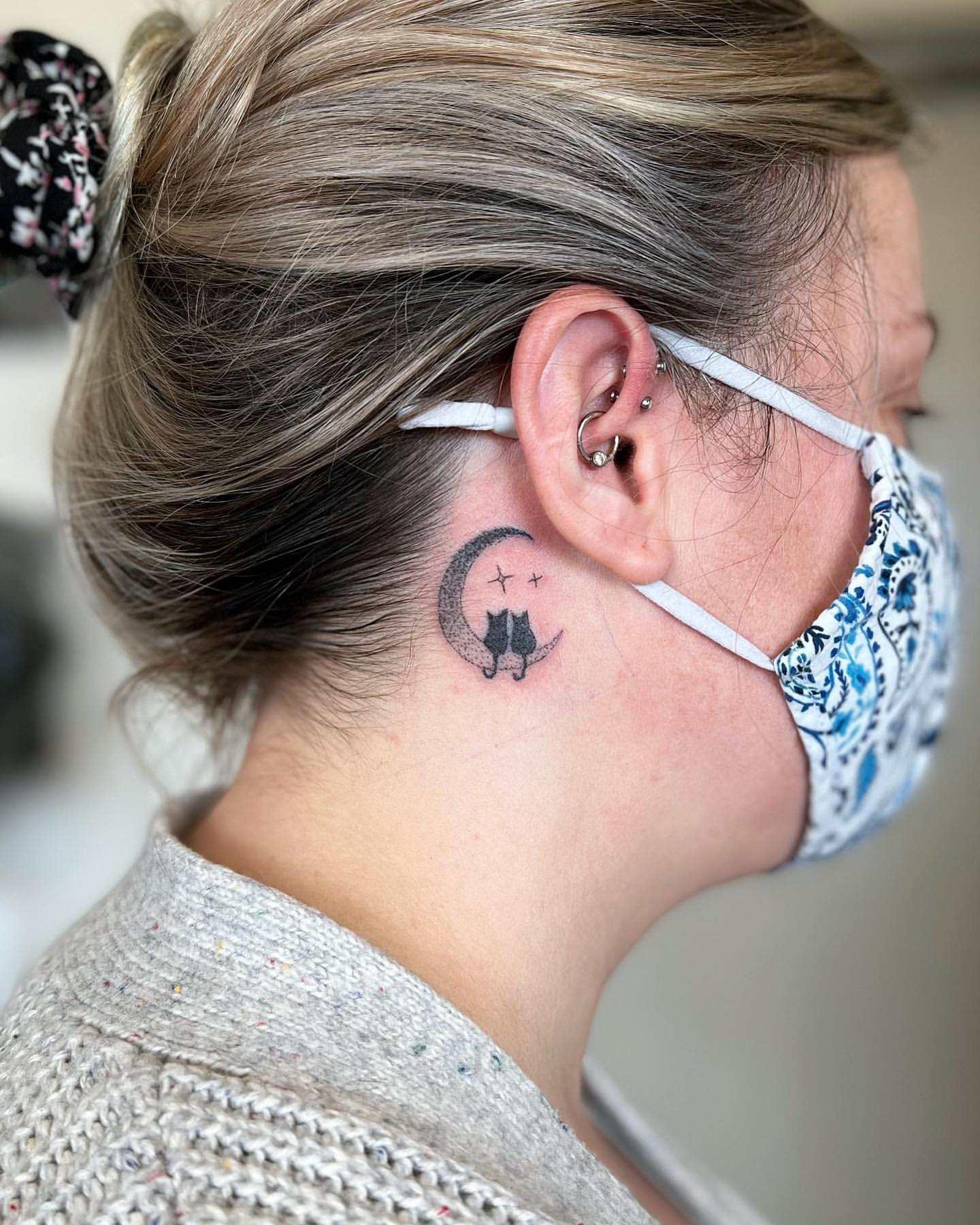 Cats and Crescent Moon Tattoo by Vinny Nguyen at Crimson Empire Tattoo in Edmonton Alberta Canada