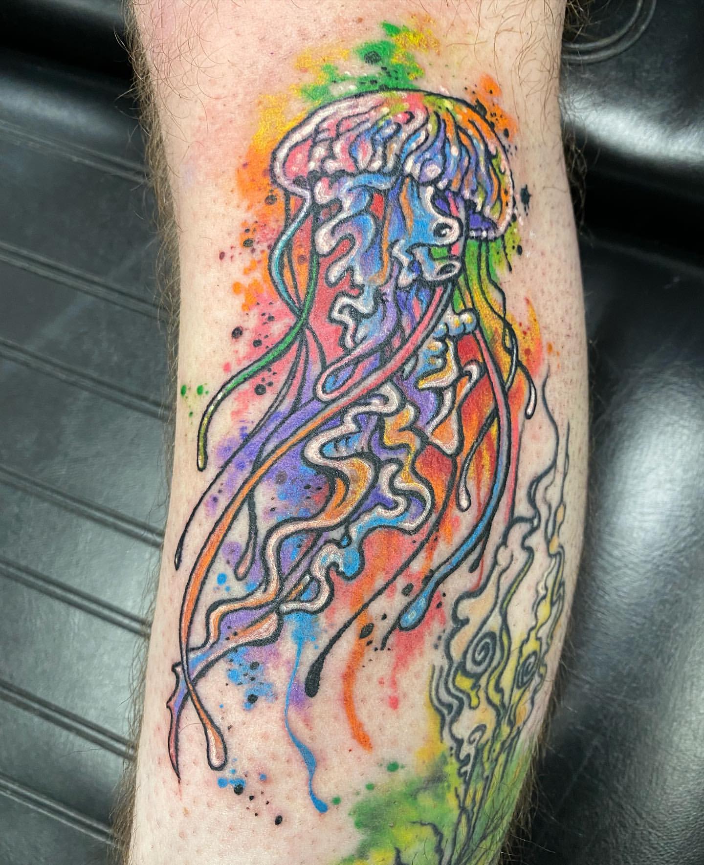 Jellyfish Tattoo by Chris Labrenz at Black Gold Tattoo Co in Edmonton Alberta Canada