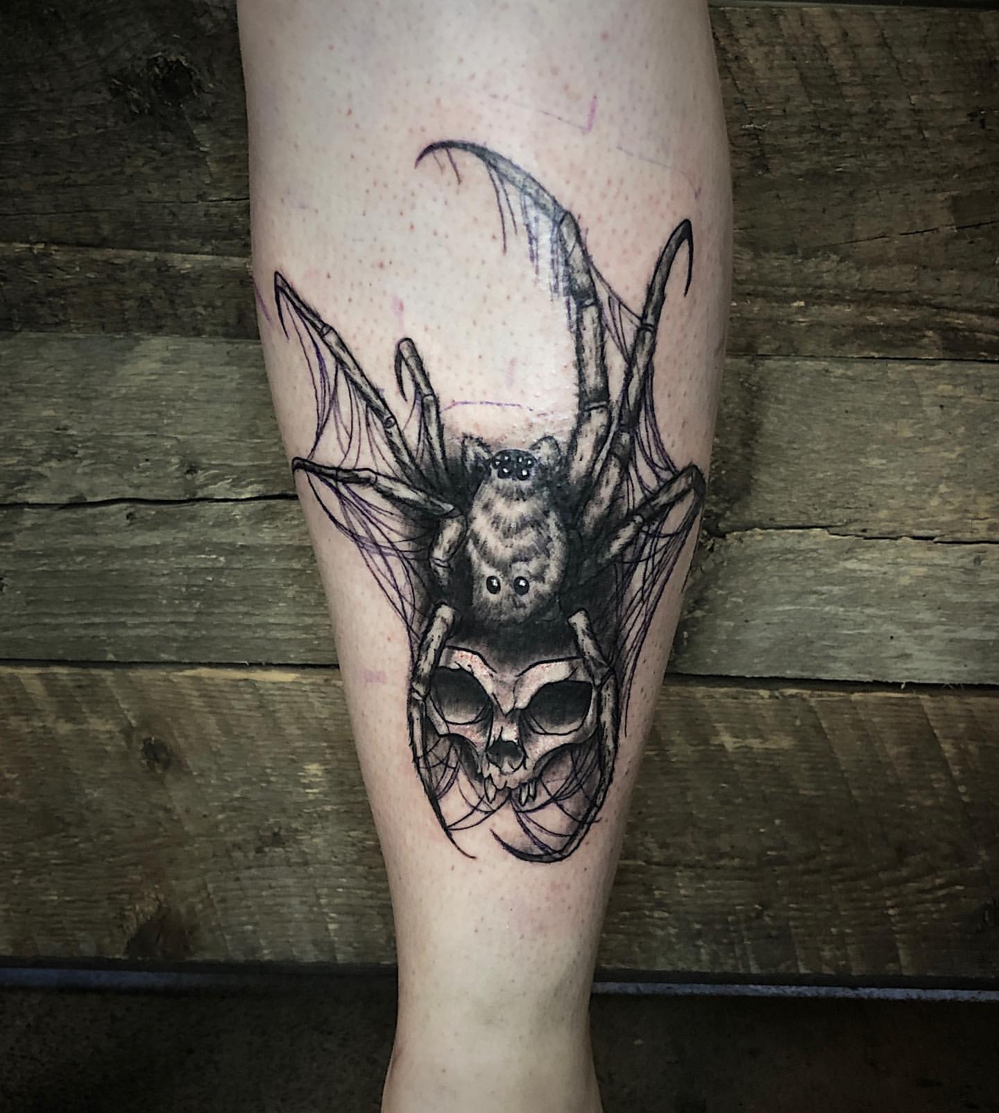 Spider Tattoo by Tony Honning at Crimson Empire Tattoo in Edmonton Alberta Canada
