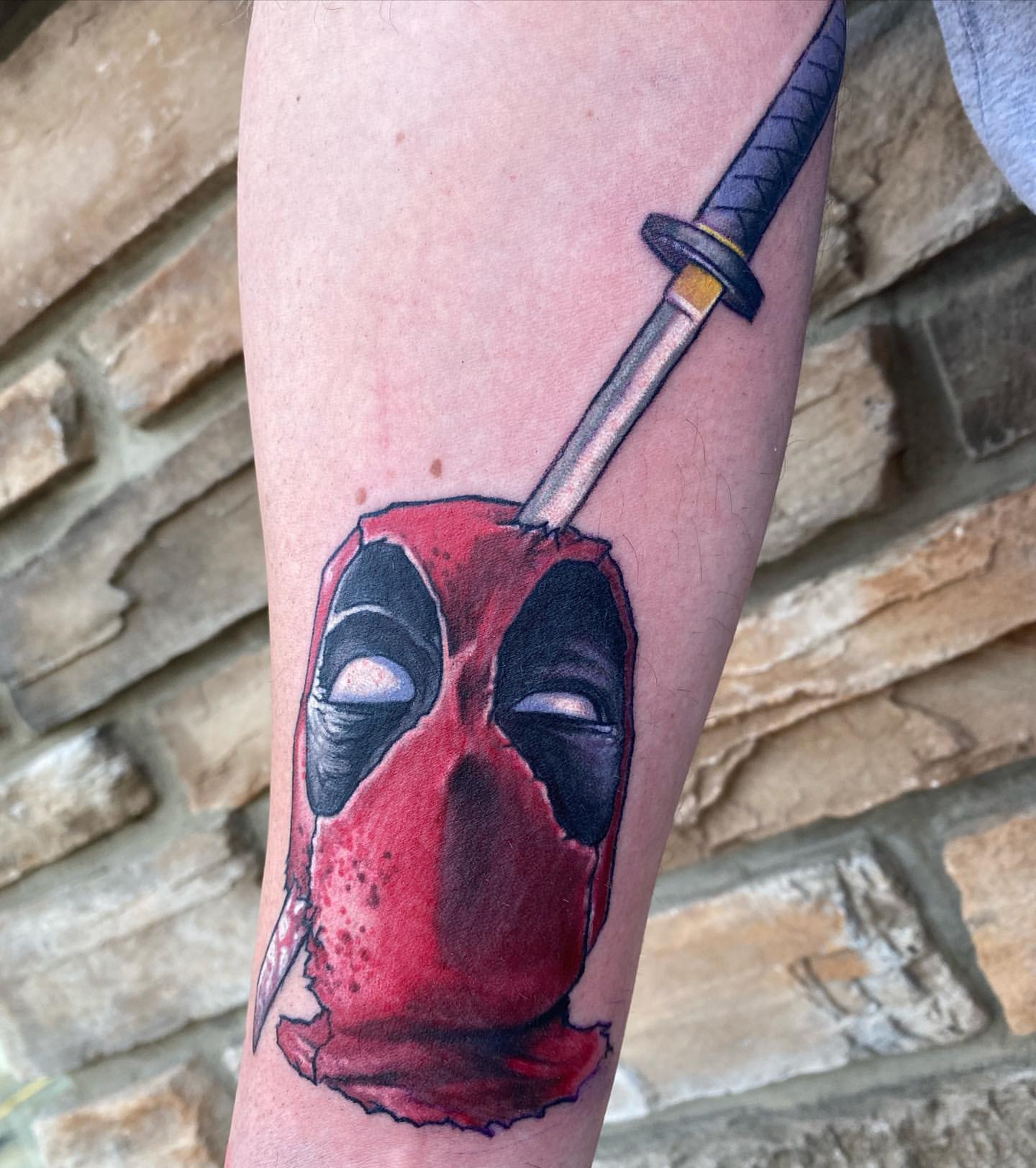 Deadpool Tattoo by Chris Labrenz at Black Gold Tattoo Co in Edmonton Alberta Canada