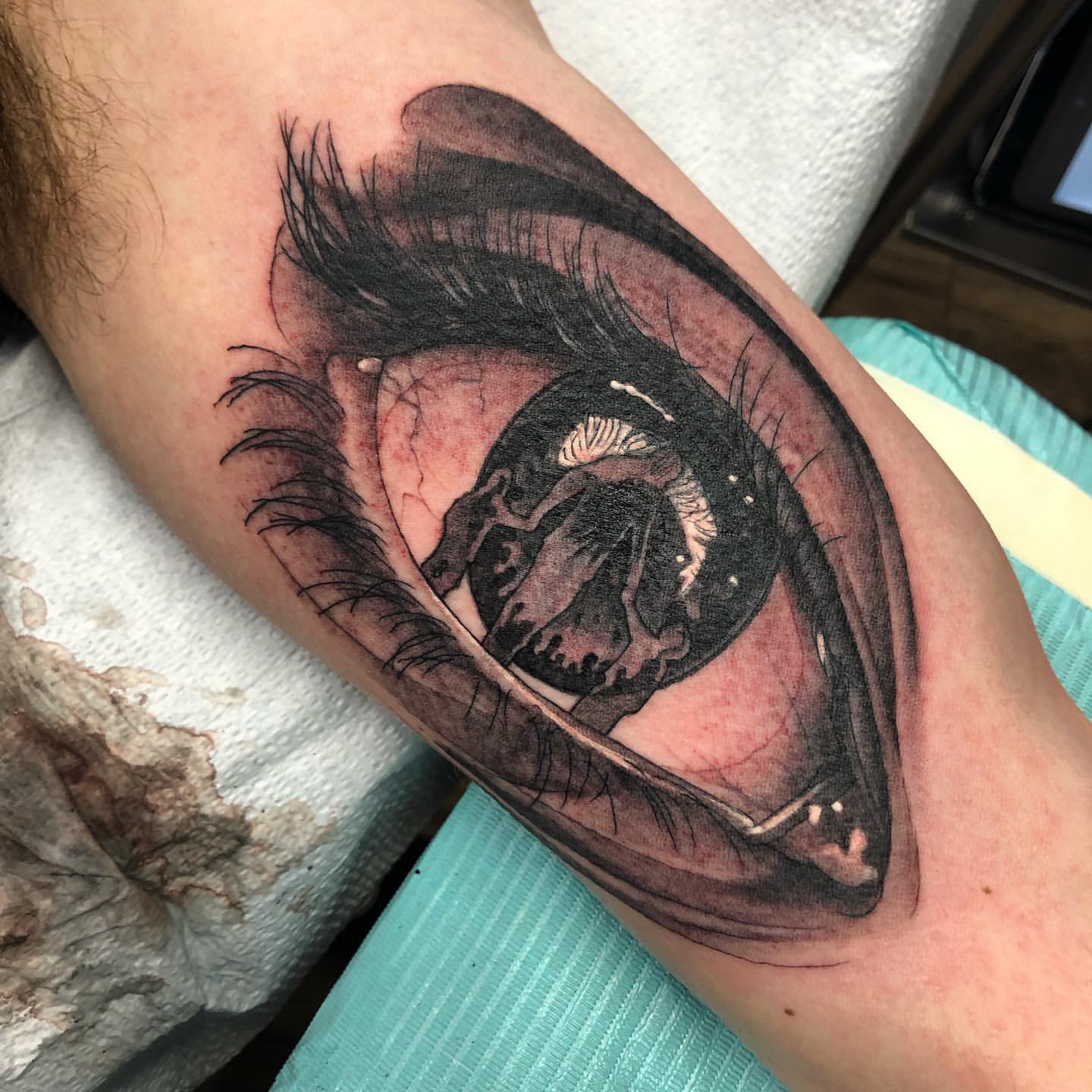 Eye Tattoo by Trevor Pelletier at Black Gold Tattoo Co in Edmonton Alberta Canada