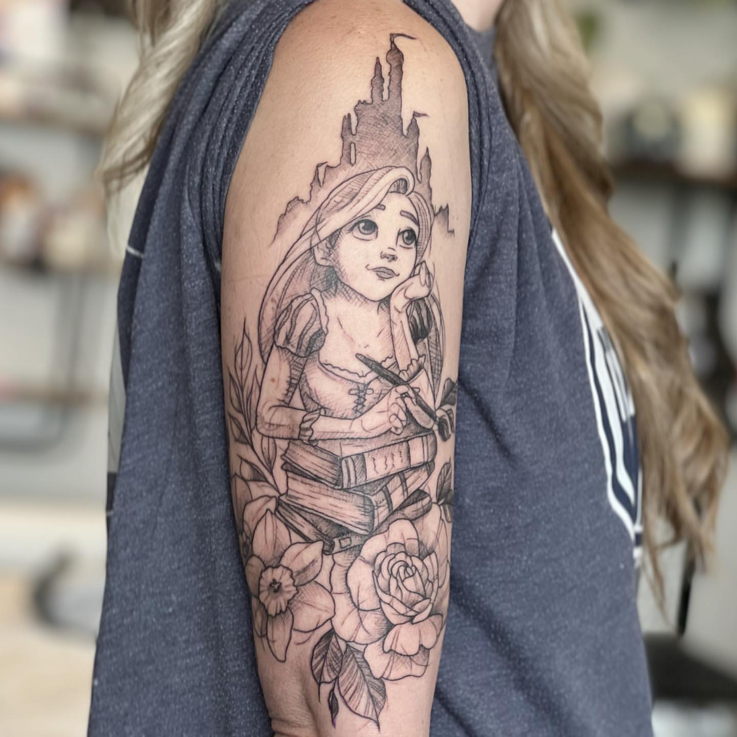 Rapunzel Tattoo by Vanessa Spezowka at Crimson Empire Tattoo in Edmonton Alberta Canada