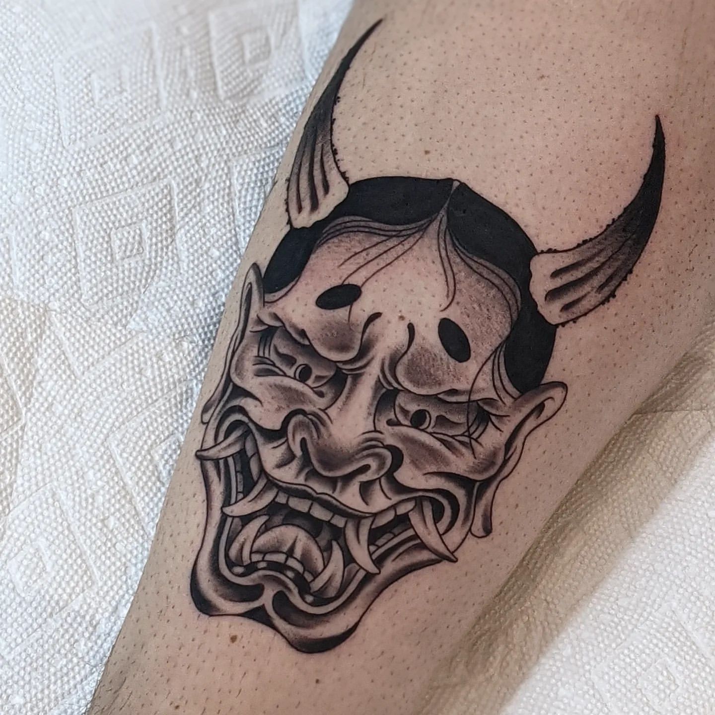 Hannya Tattoo Chris Benson at Silver Ghost Tattoo in Edmonton Alberta Canada