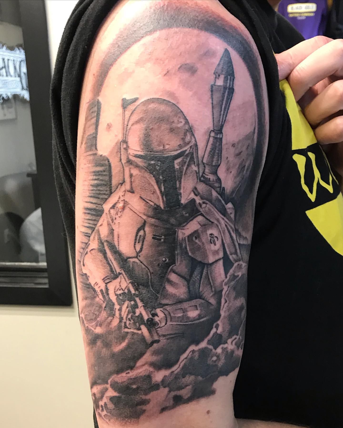 Boba Fett Tattoo by Alan Coates at Silver Ghost Tattoo in Edmonton Alberta Canada