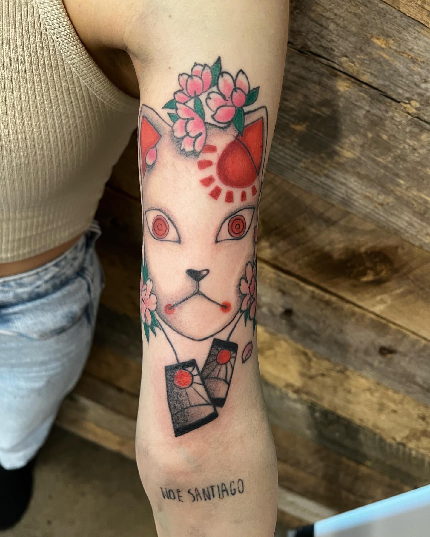 Tanjiro's Mask (Demon Slayer) Tattoo by Vinny Nguyen at Crimson Empire Tattoo in Edmonton Alberta Canada