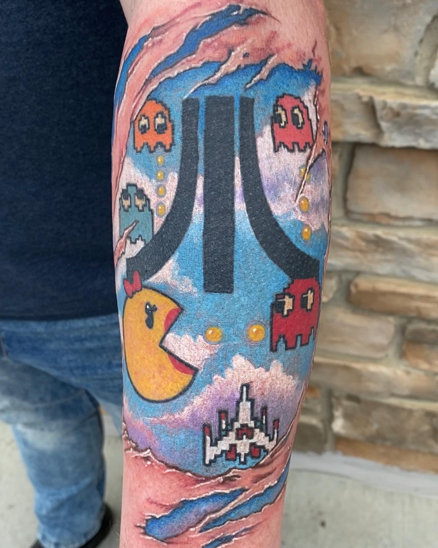 Atari Tattoo by Chris Labrenz at Black Gold Tattoo Co in Edmonton Alberta Canada