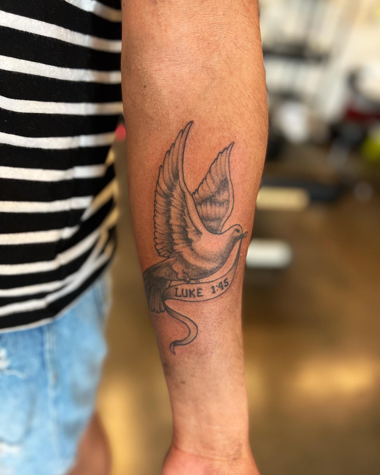 Dove and Banner Tattoo by Vinny Nguyen at Crimson Empire Tattoo in Edmonton Alberta Canada