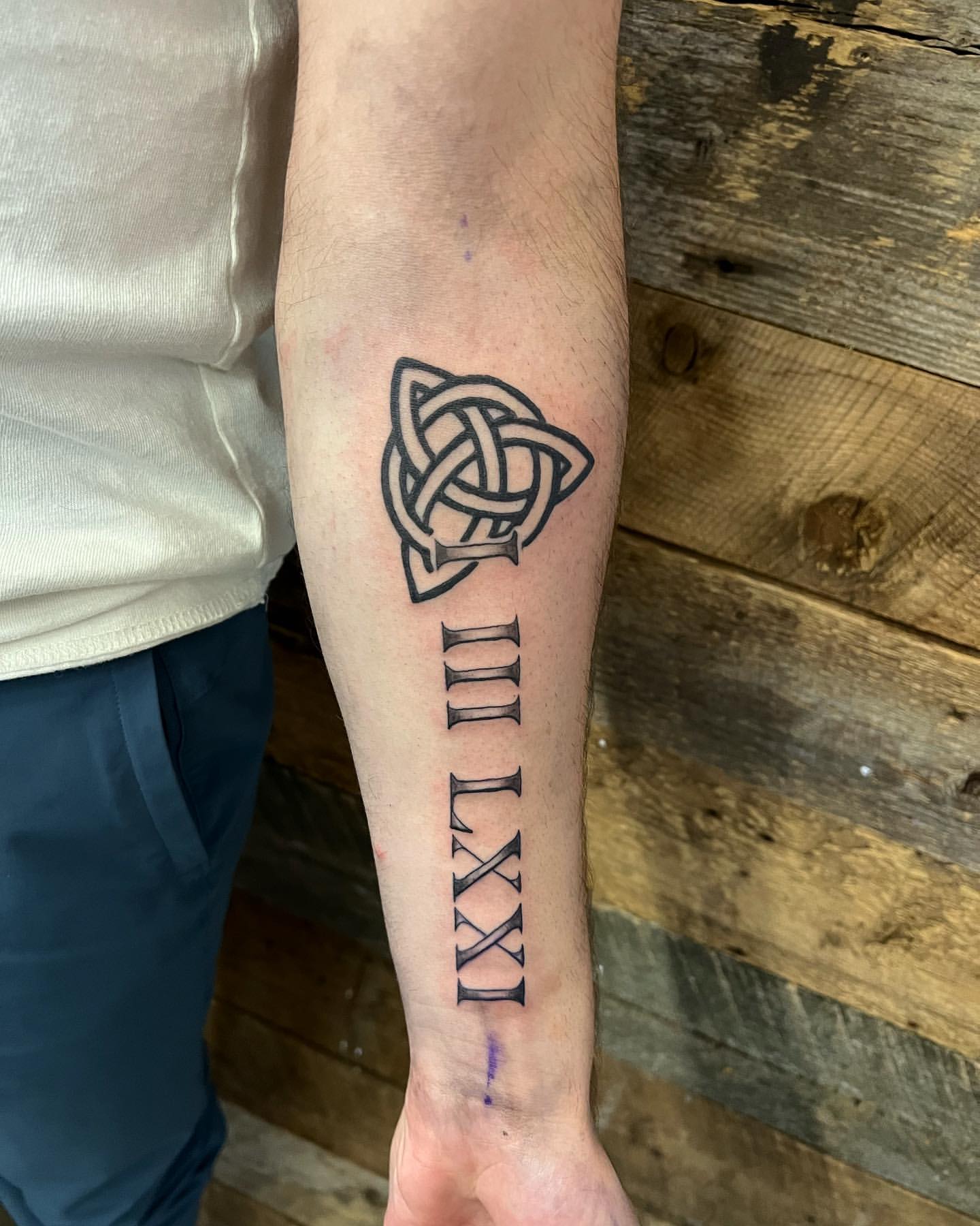 Celtic Knot and Roman Numeral Tattoo by Vinny Nguyen at Crimson Empire Tattoo in Edmonton Alberta Canada