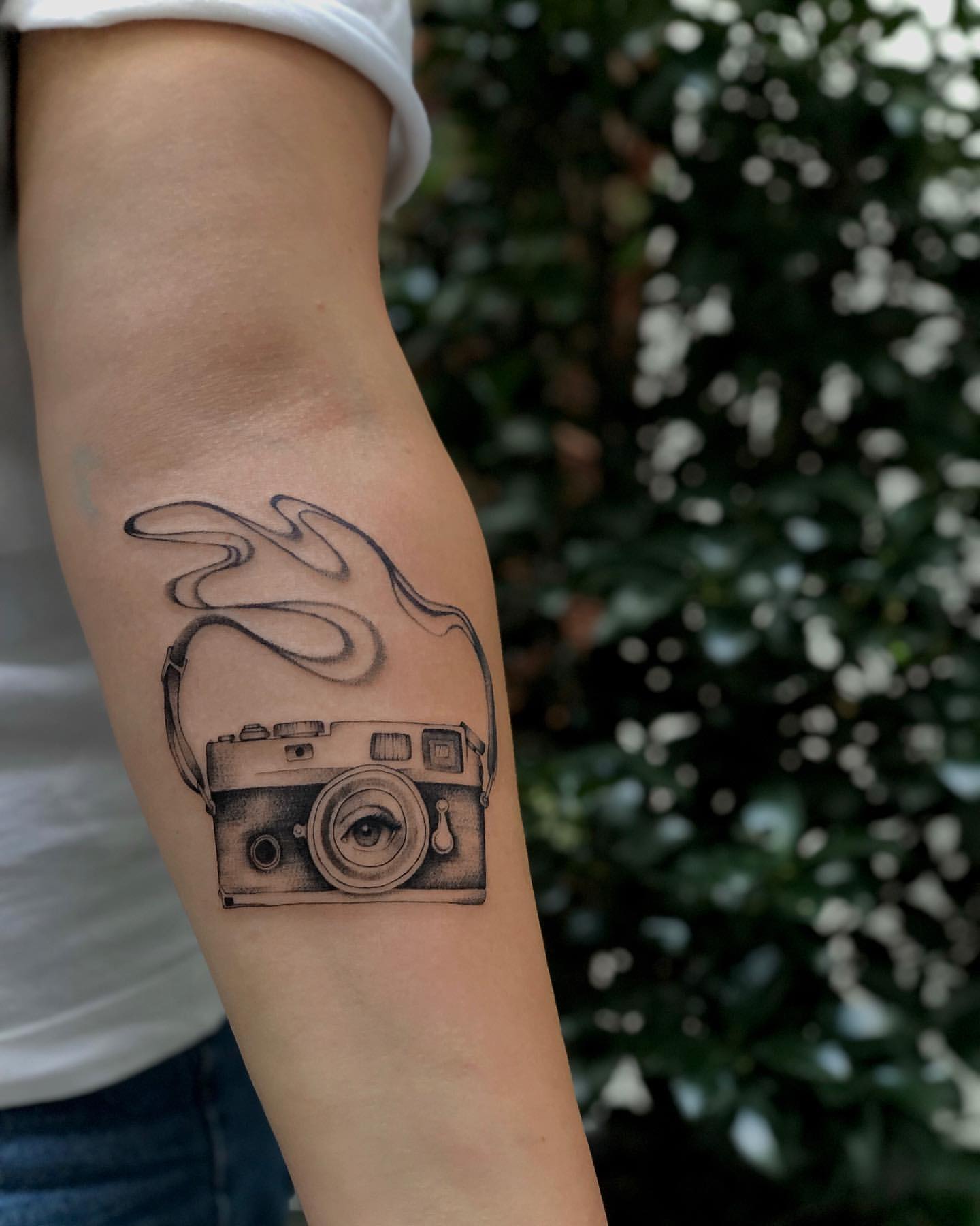 Camera Tattoo by Anastasiya at Silver Ghost Tattoo in Edmonton Alberta Canada