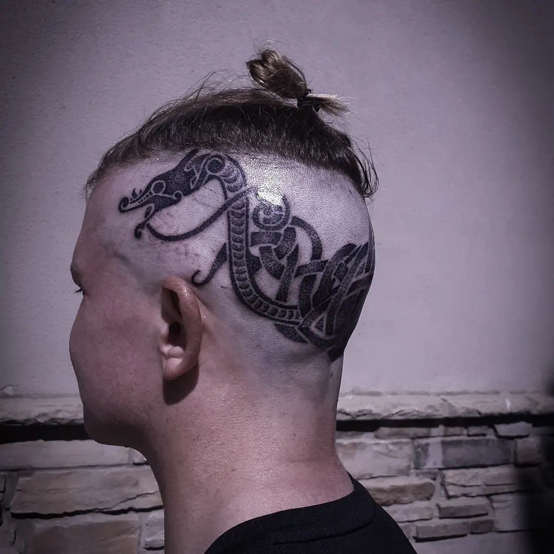 Dotwork Dragon Tattoo by Alex at Black Gold Tattoo Co in Edmonton Alberta Canada