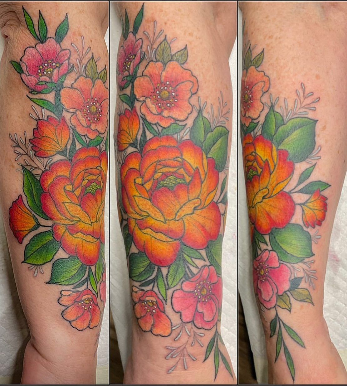 Floral Tattoo by Jess Alther at Black Gold Tattoo Co in Edmonton Alberta Canada