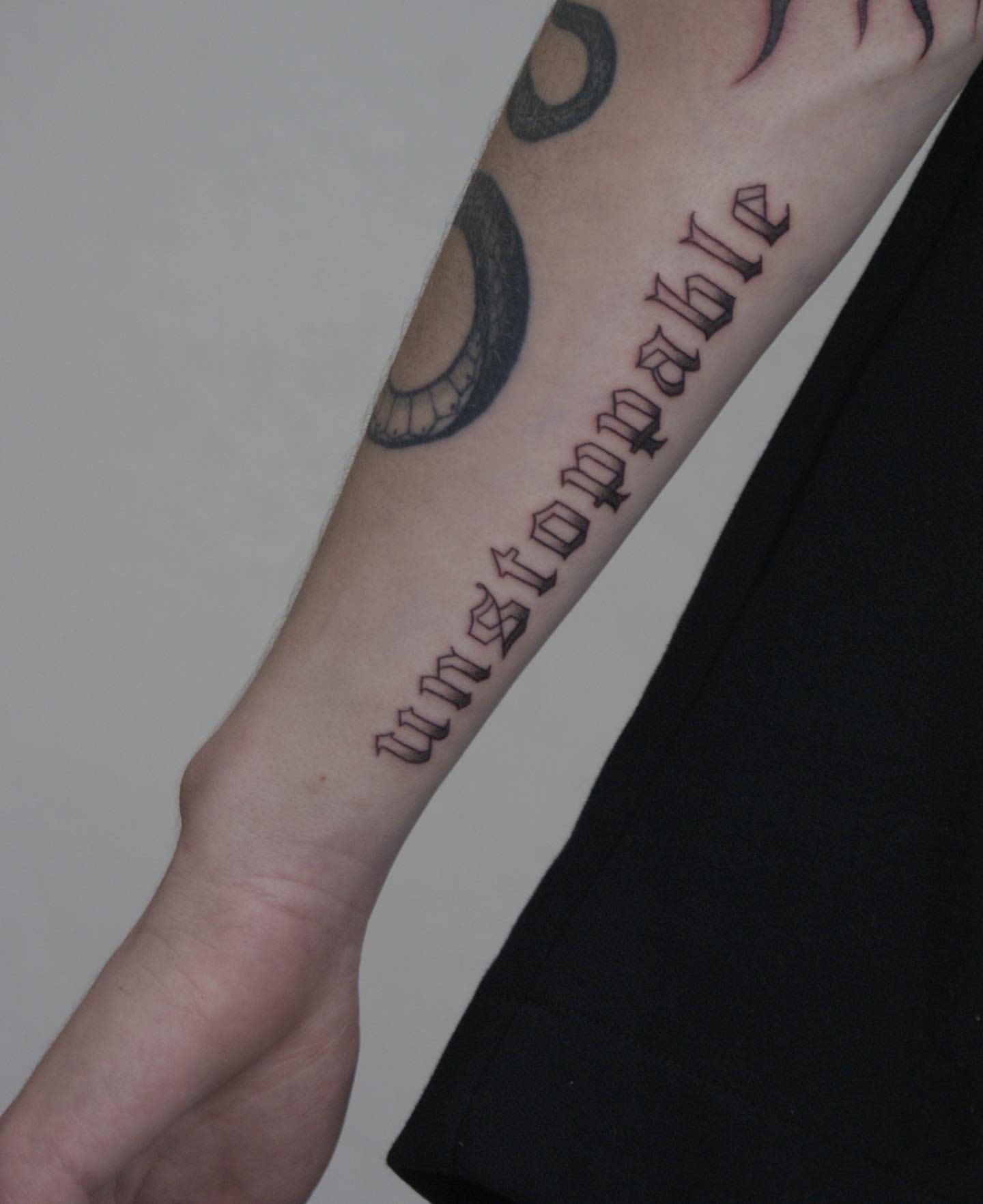 Writing Tattoo by Liza Kruk at Silver Ghost Tattoo in Edmonton Alberta Canada