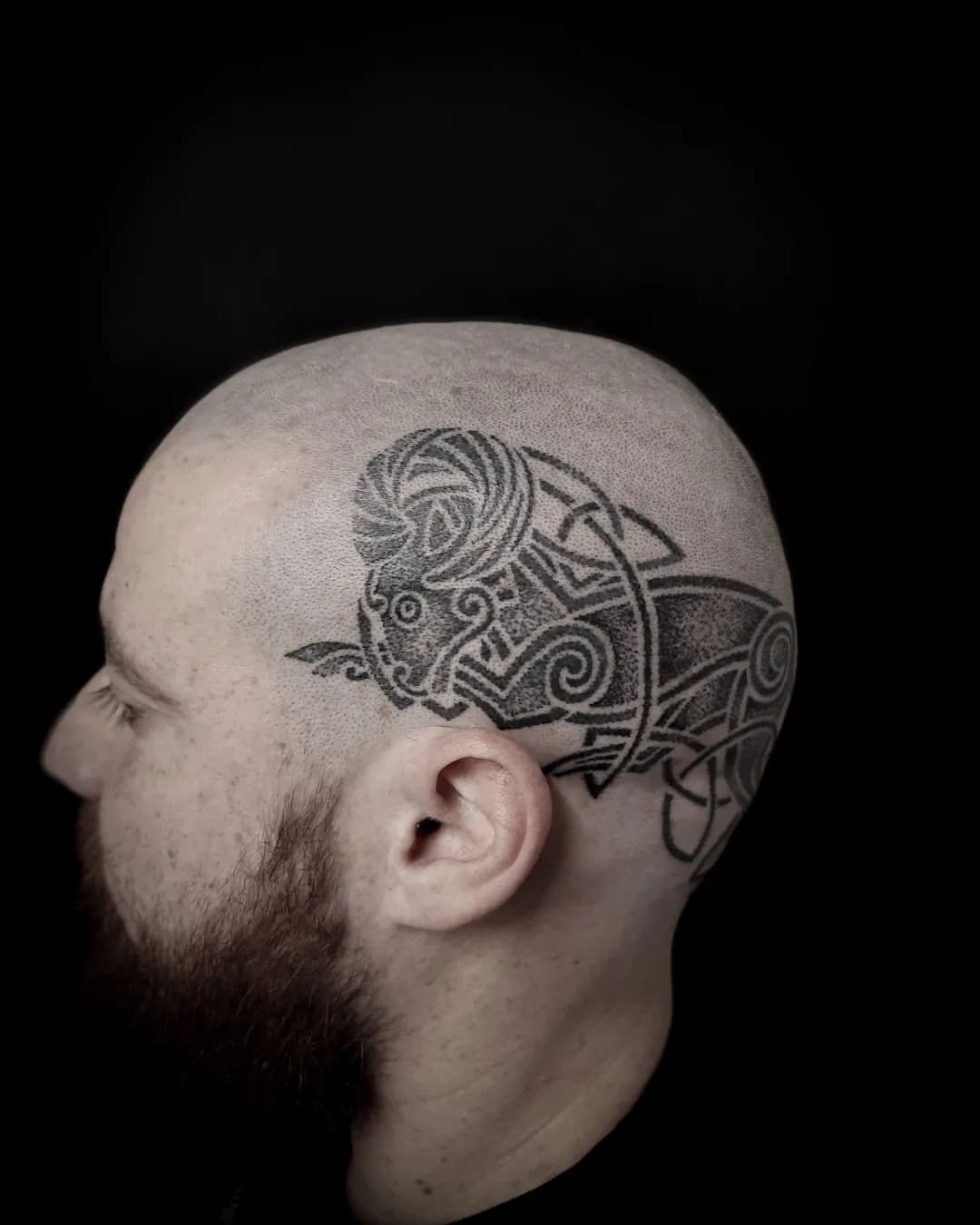 Dotwork Ram Tattoo by Alex at Black Gold Tattoo Co in Edmonton Alberta Canada