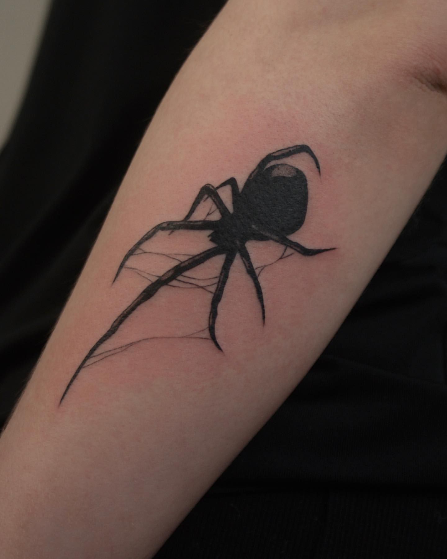 Black Widow Tattoo by Liza Kruk at Silver Ghost Tattoo in Edmonton Alberta Canada