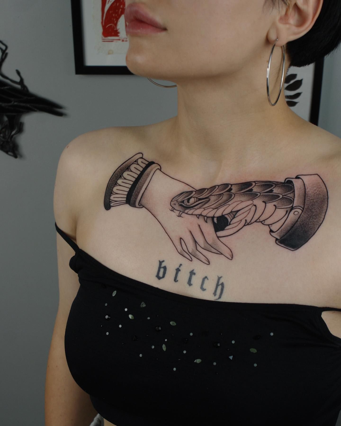 Snake and Hand Tattoo by Liza Kruk at Silver Ghost Tattoo in Edmonton Alberta Canada