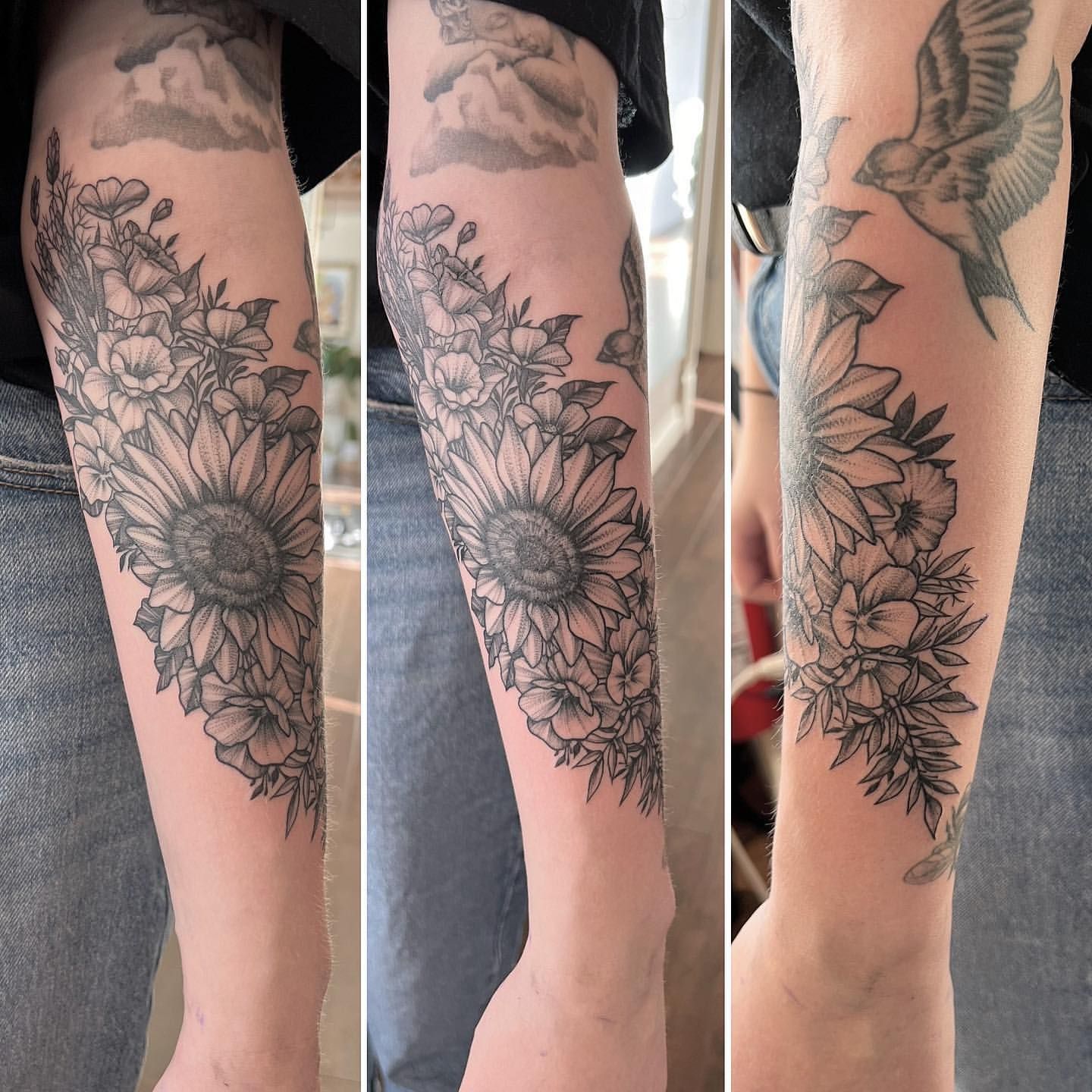 Floral Tattoo by Adrienne Alexander at Silver Ghost Tattoo in Edmonton Alberta Canada