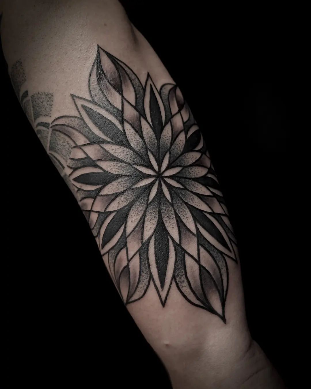 Dotwork Mandala Tattoo by Alex Arnautov at Black Gold Tattoo Co in Edmonton Alberta Canada