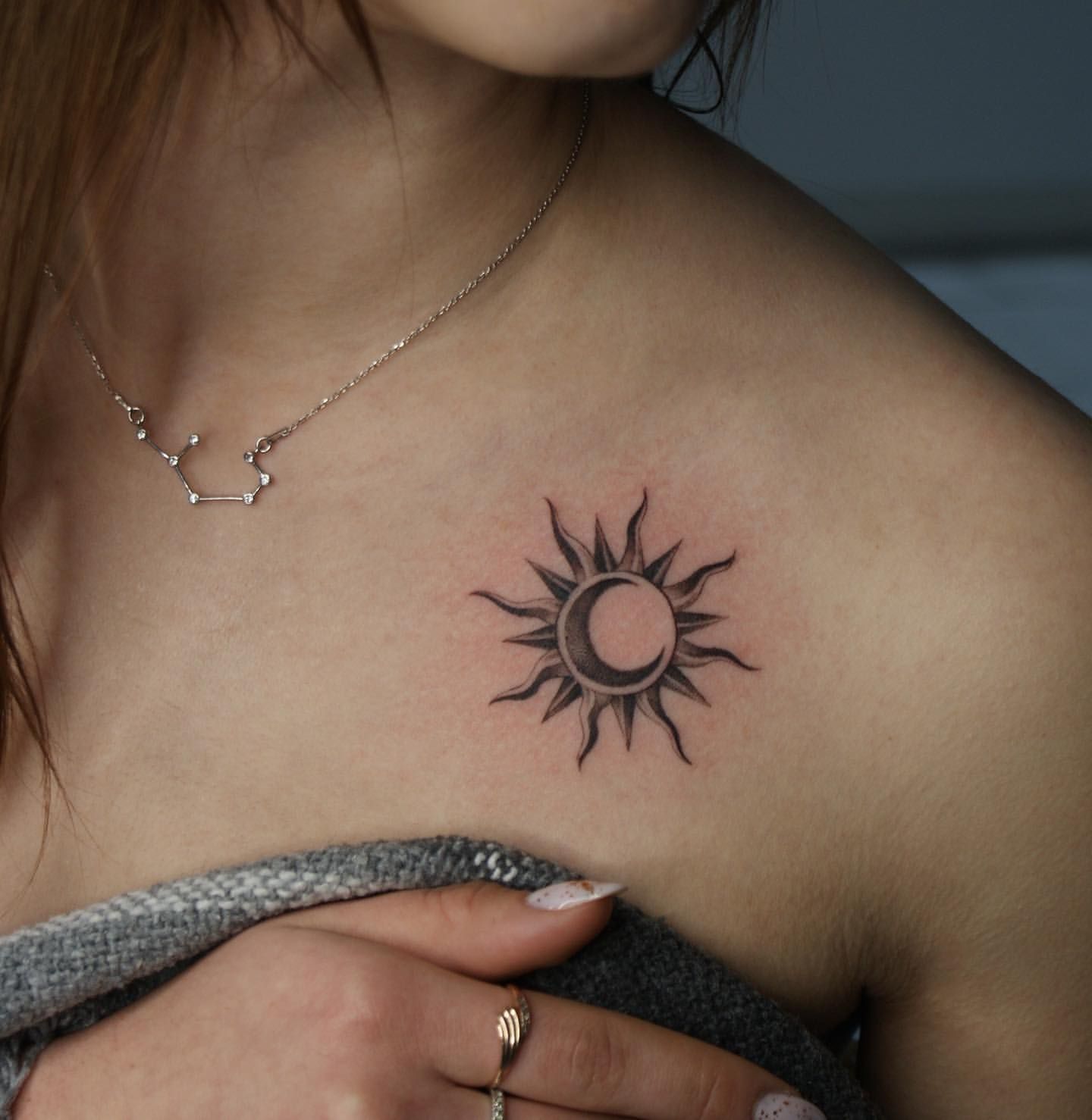 Sun and Moon Tattoo by Liza Kruk at Silver Ghost Tattoo in Edmonton Alberta Canada