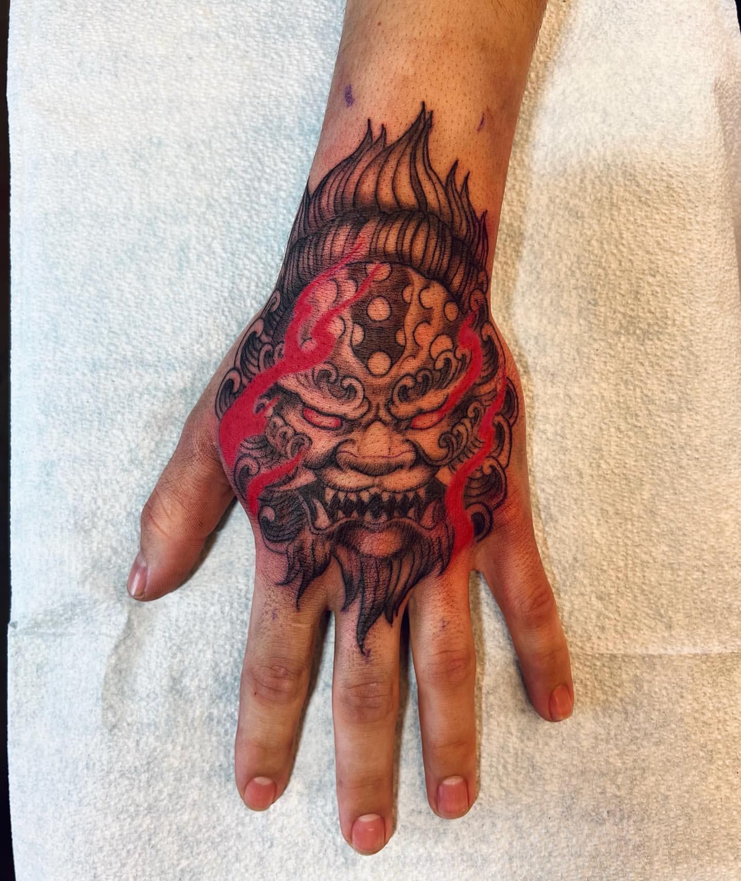 Fudog Tattoo by Vinny Nguyen at Crimson Empire Tattoo in Edmonton Alberta Canada