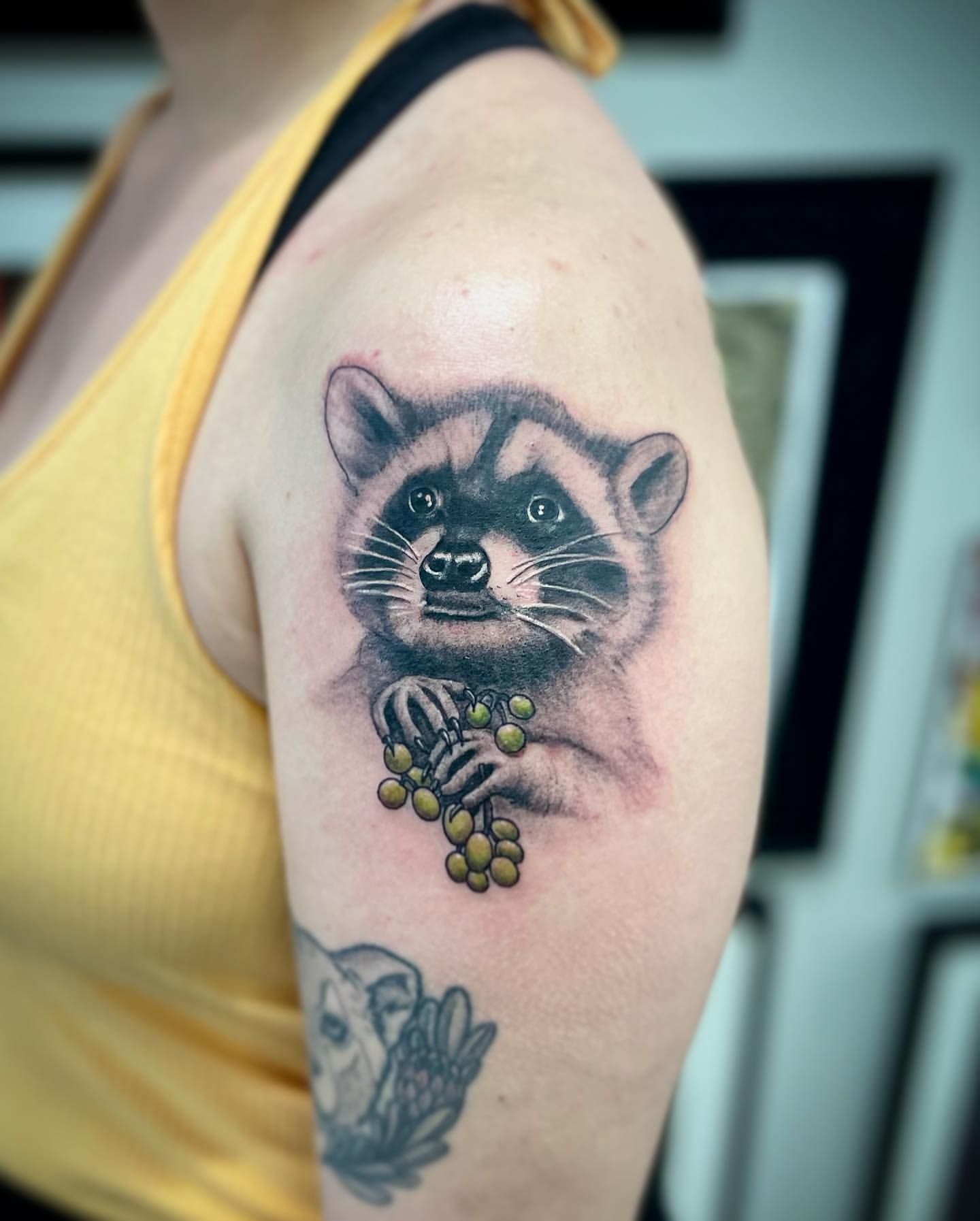 Racoon Tattoo by Jess Alther at Black Gold Tattoo Co in Edmonton Alberta Canada