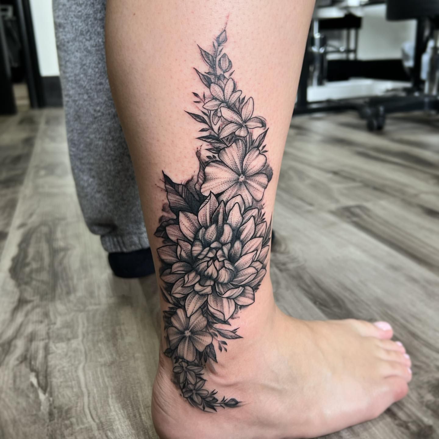 Floral Tattoo by Adrienne Alexander at Silver Ghost Tattoo in Edmonton Alberta Canada