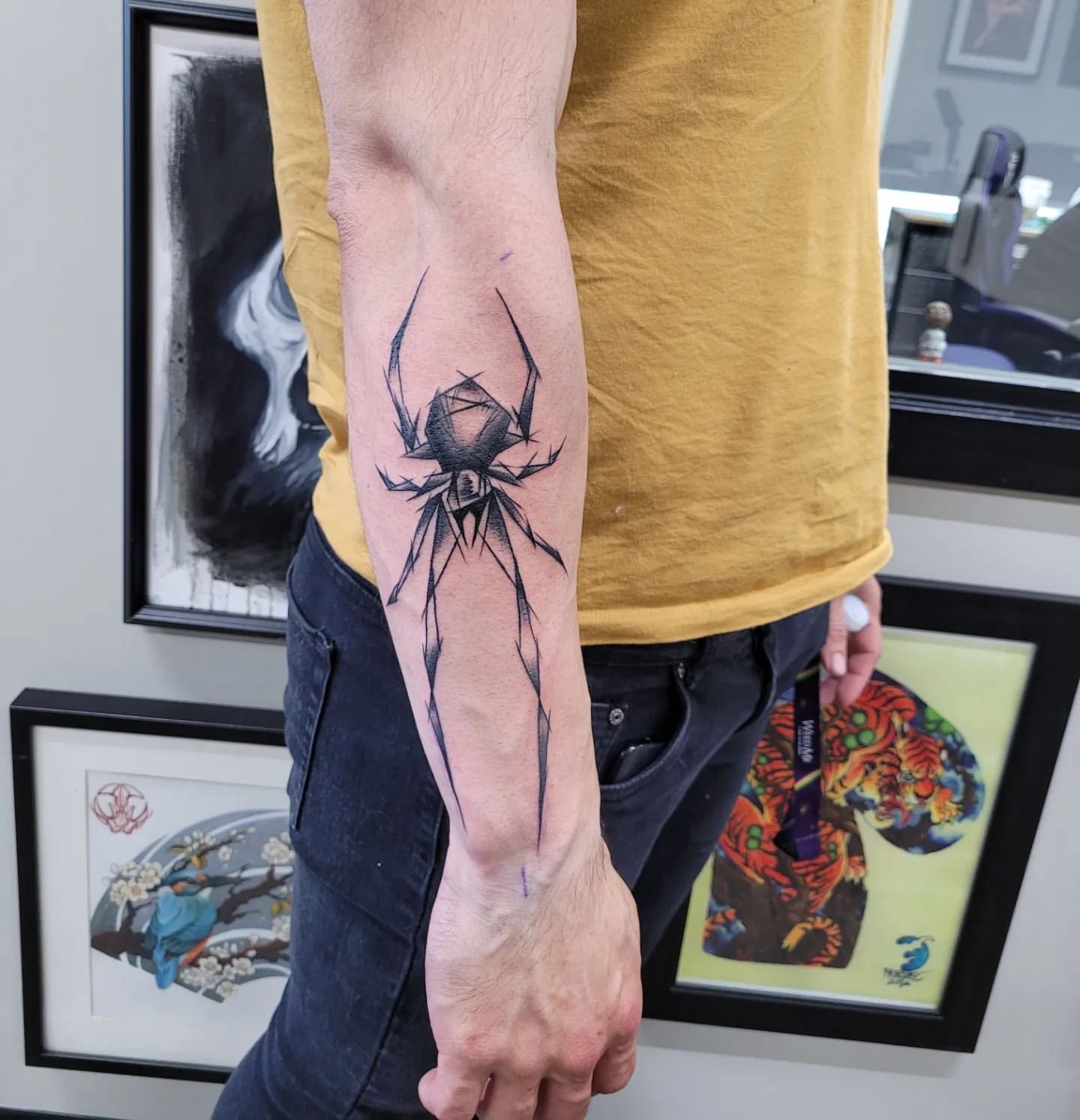 Spider Tattoo by Ian Wang at Black Gold Tattoo Co in Edmonton Alberta Canada