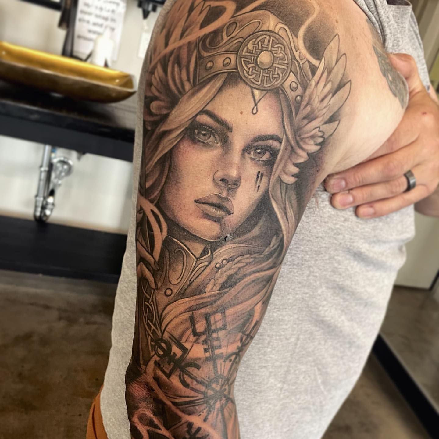 Valkyrie Tattoo by Sarah Michelle at Crimson Empire Tattoo in Edmonton Alberta Canada